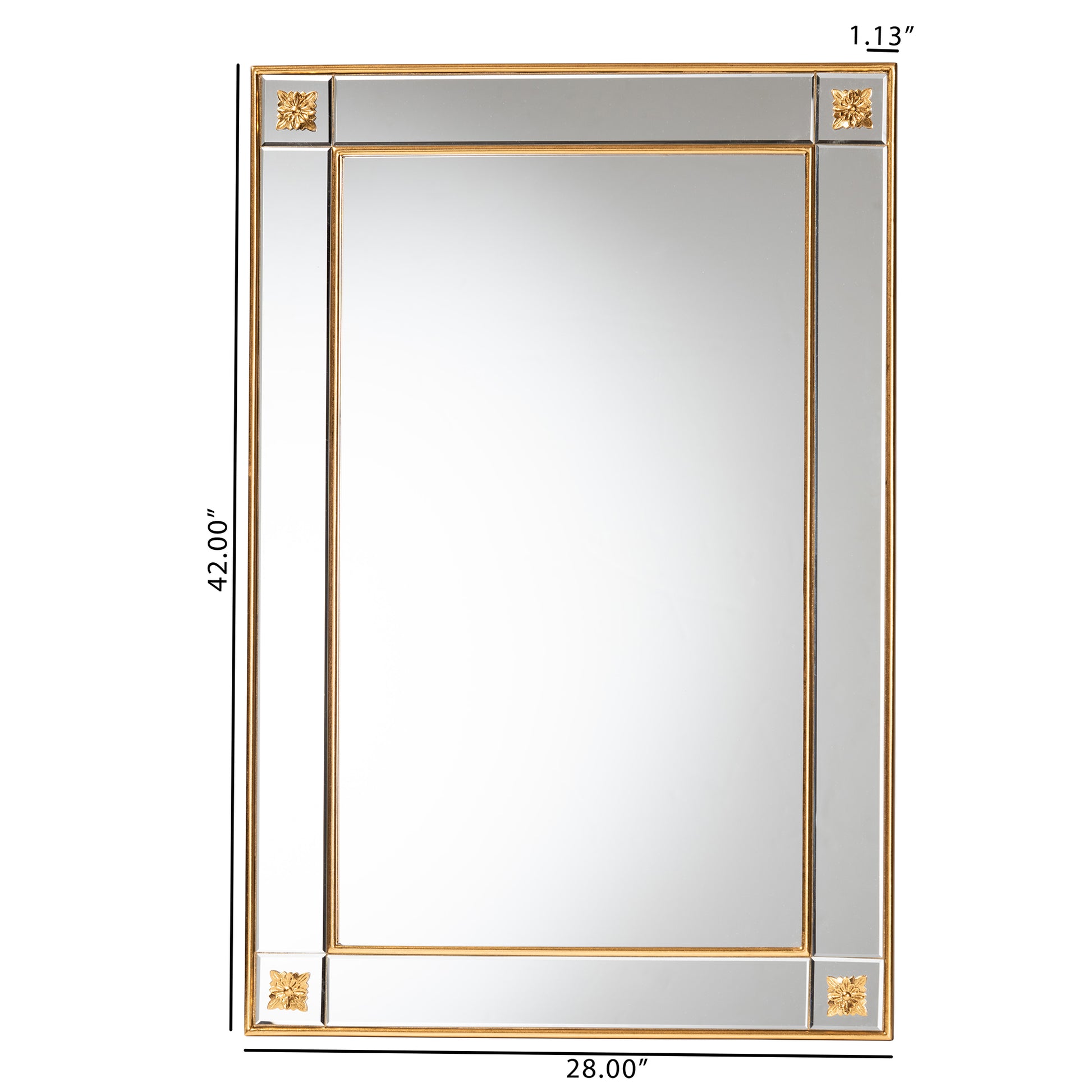 Baxton Studio Iara Modern Glam and Luxe Antique Goldleaf Finished Wood Accent Wall Mirror | Mirrors | Modishstore - 5