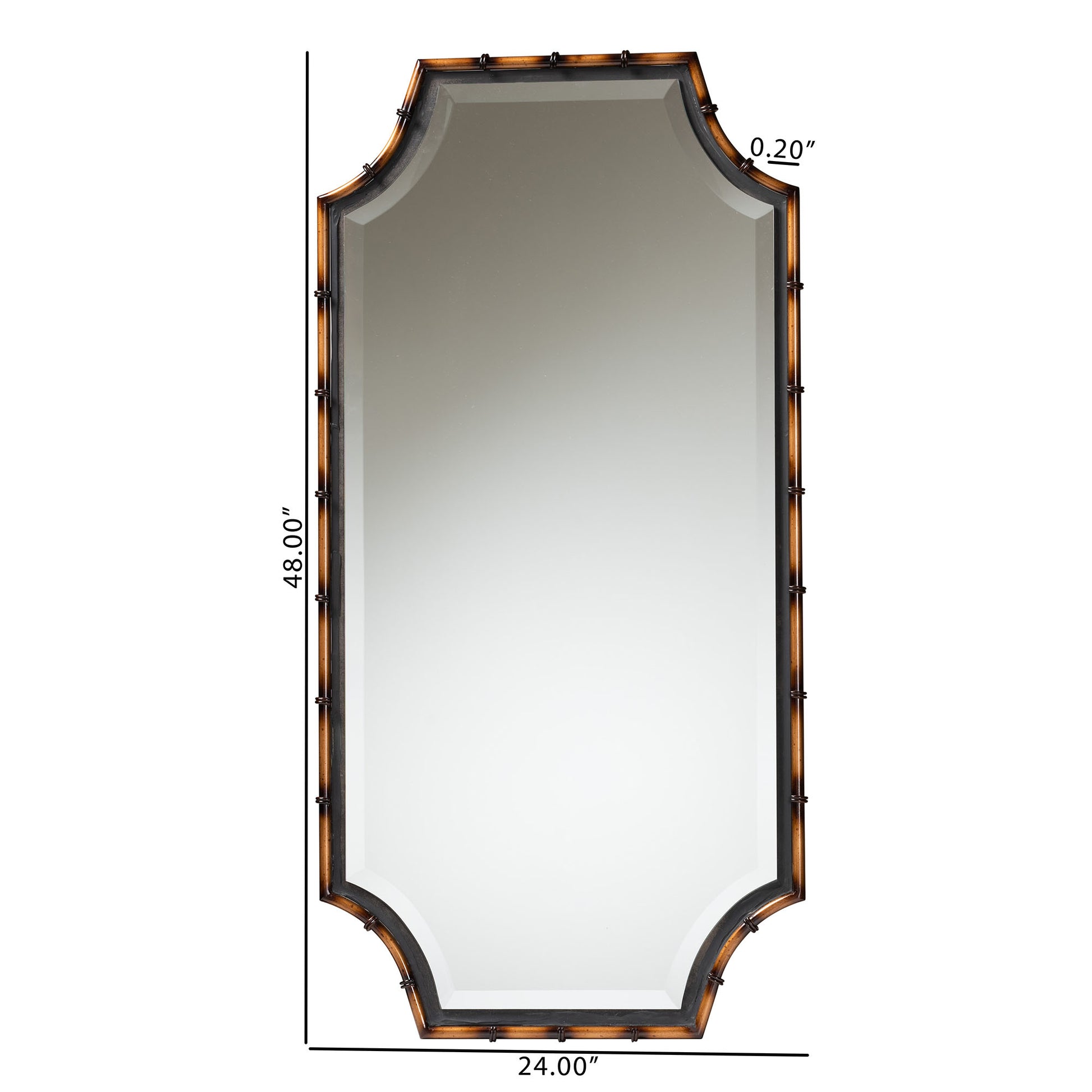 Baxton Studio Lieven Rustic Glam and Luxe Two-Tone Light Brown and Black Finished Metal Accent Wall Mirror | Mirrors | Modishstore - 4