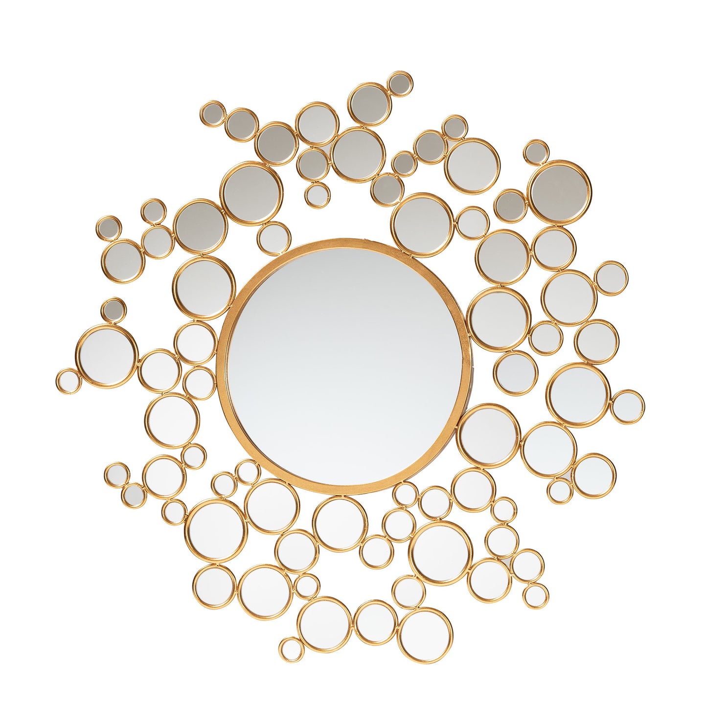 Baxton Studio Castiel Modern Glam and Luxe Antique Goldleaf Metal Bubble Accent Wall Mirror | Mirrors | Modishstore - 2