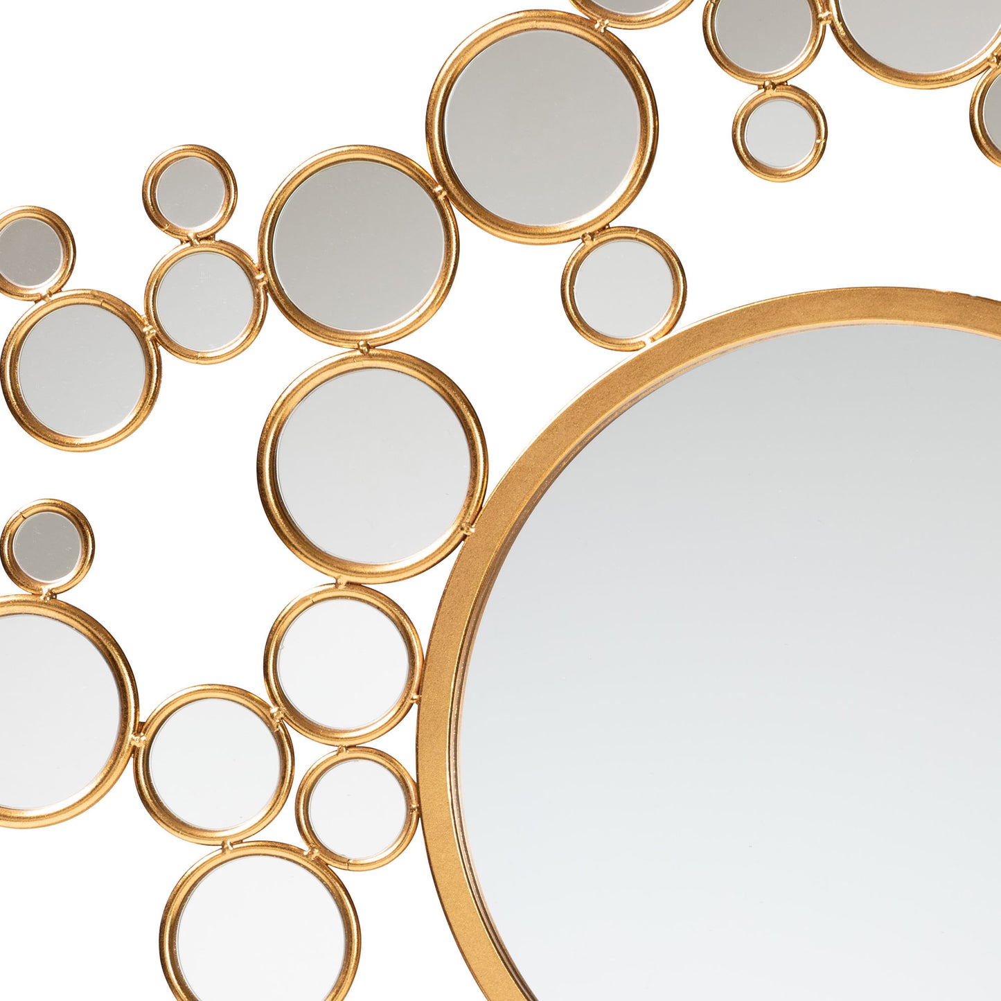 Baxton Studio Castiel Modern Glam and Luxe Antique Goldleaf Metal Bubble Accent Wall Mirror | Mirrors | Modishstore - 3