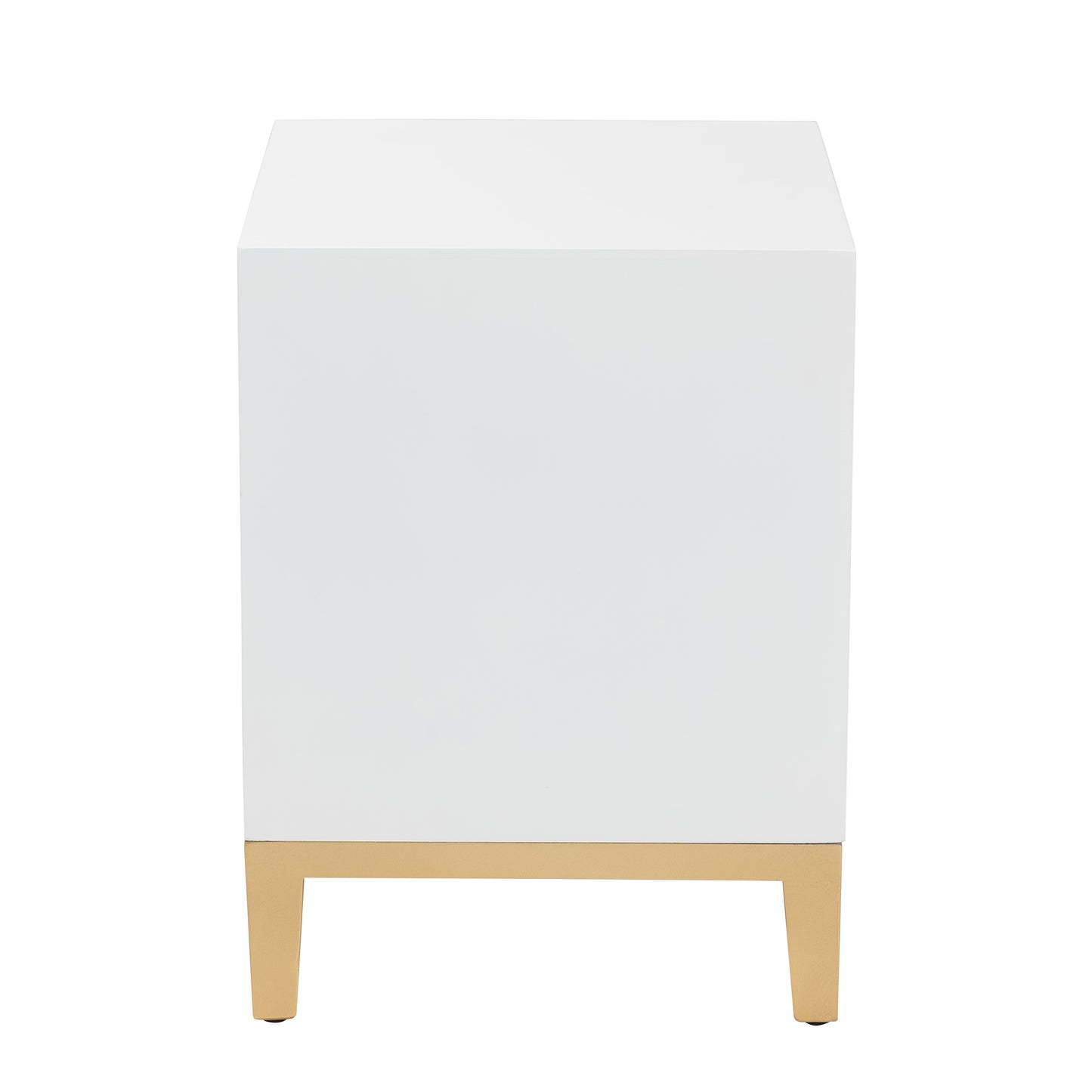 Baxton Studio Donald Modern Glam and Luxe White Finished Wood and Gold Metal 2-Drawer End Table | End Tables | Modishstore - 5