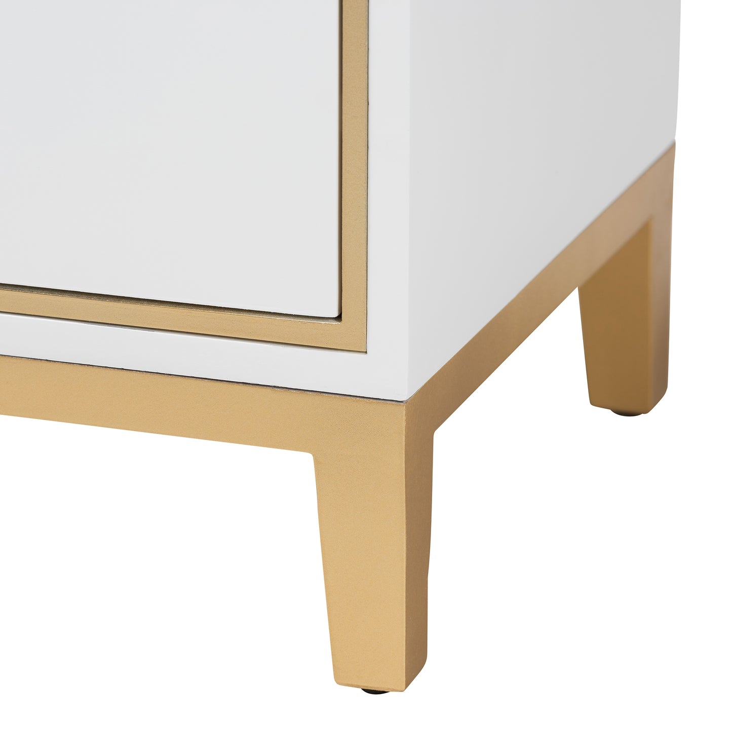 Baxton Studio Donald Modern Glam and Luxe White Finished Wood and Gold Metal 2-Drawer End Table | End Tables | Modishstore - 7