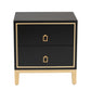 Baxton Studio Donald Modern Glam and Luxe Black Finished Wood and Gold Metal 2-Drawer End Table | End Tables | Modishstore - 4