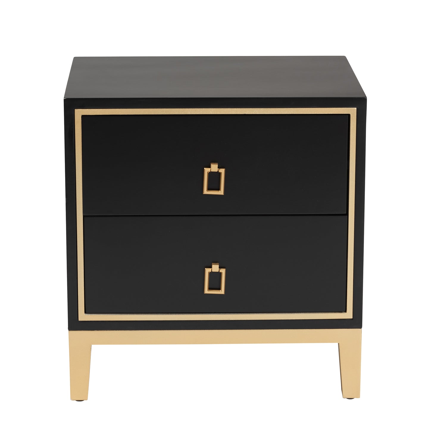 Baxton Studio Donald Modern Glam and Luxe Black Finished Wood and Gold Metal 2-Drawer End Table | End Tables | Modishstore - 4