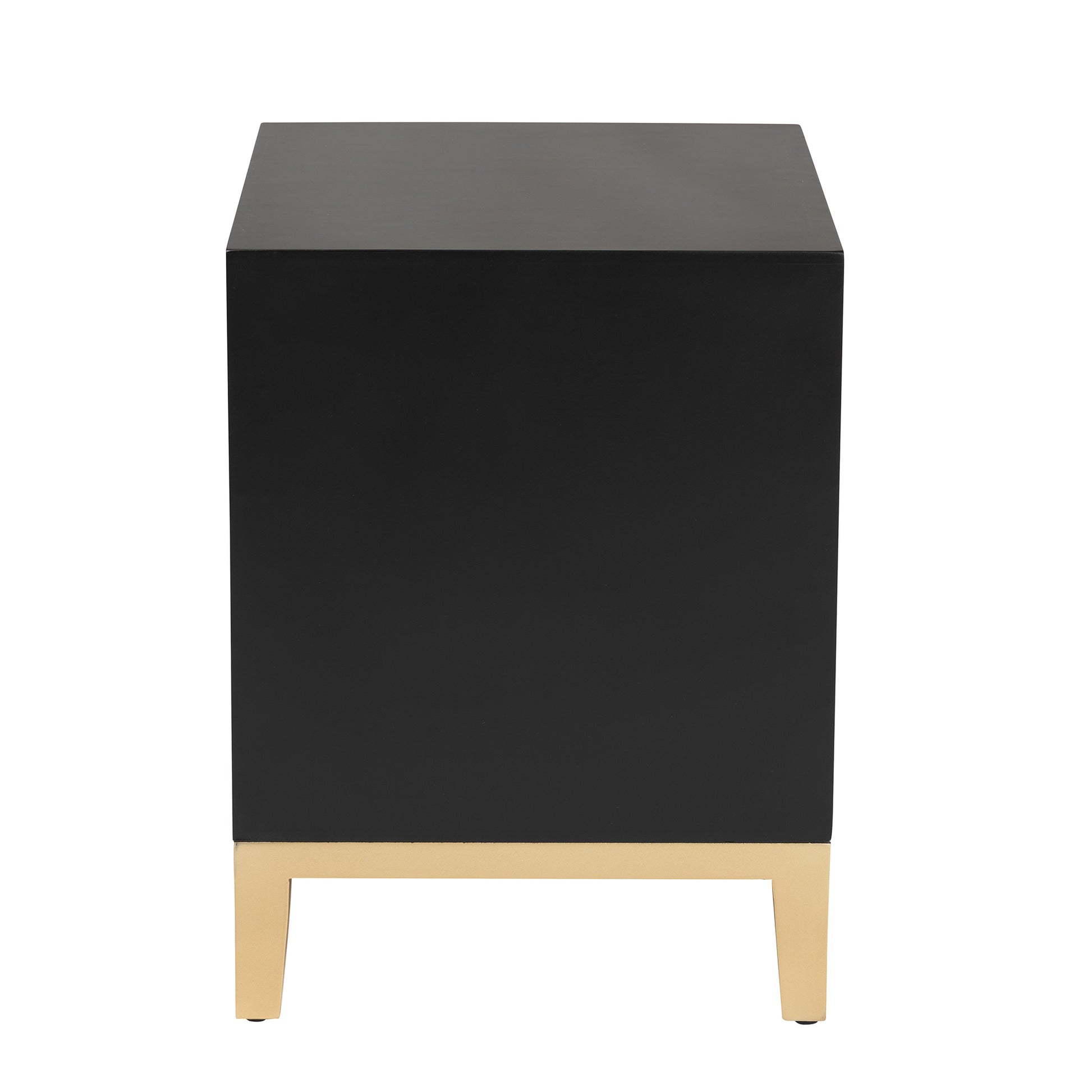 Baxton Studio Donald Modern Glam and Luxe Black Finished Wood and Gold Metal 2-Drawer End Table | End Tables | Modishstore - 5