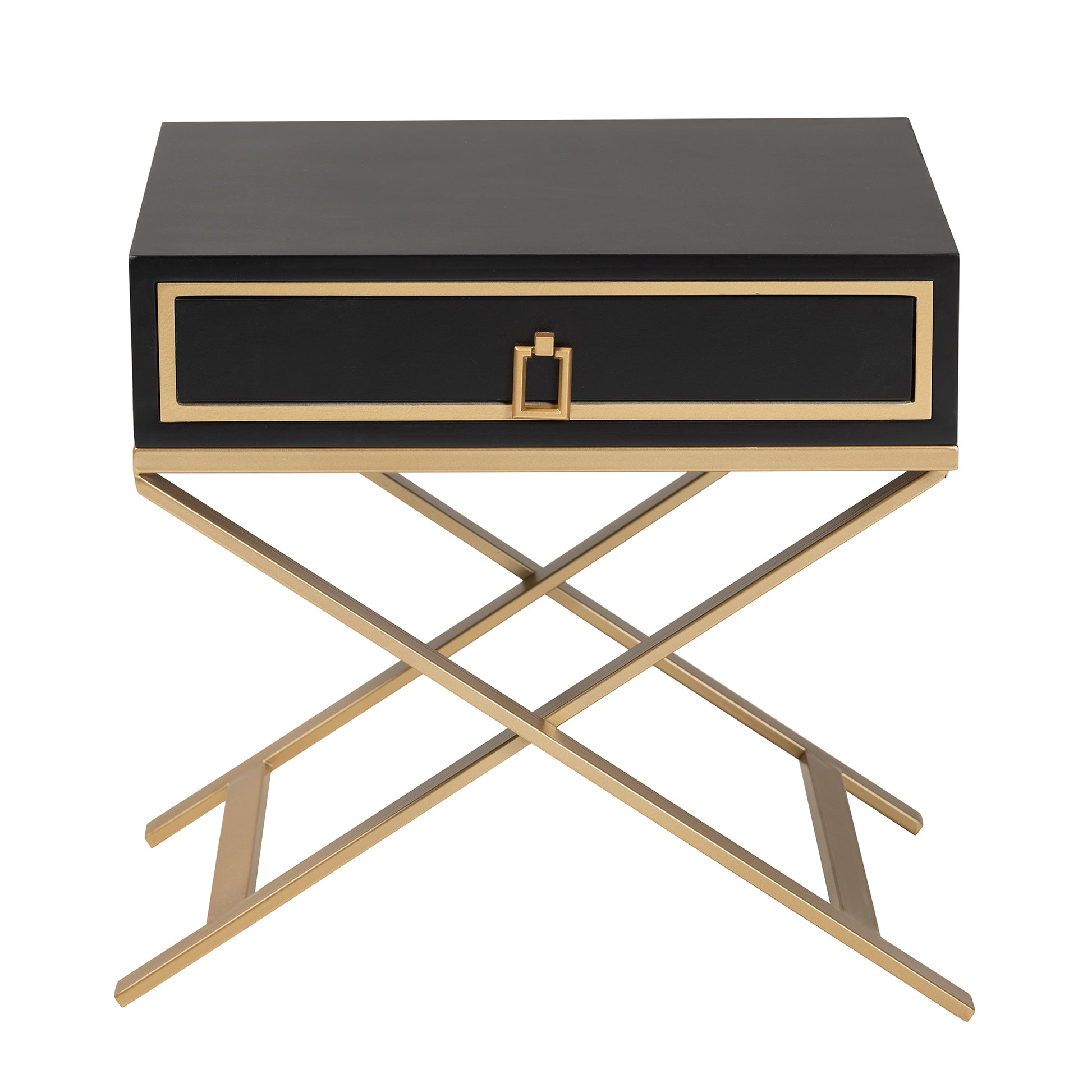 Baxton Studio Lilibet Modern Glam and Luxe Black Finished Wood and Gold Metal 1-Drawer End Table | End Tables | Modishstore - 4