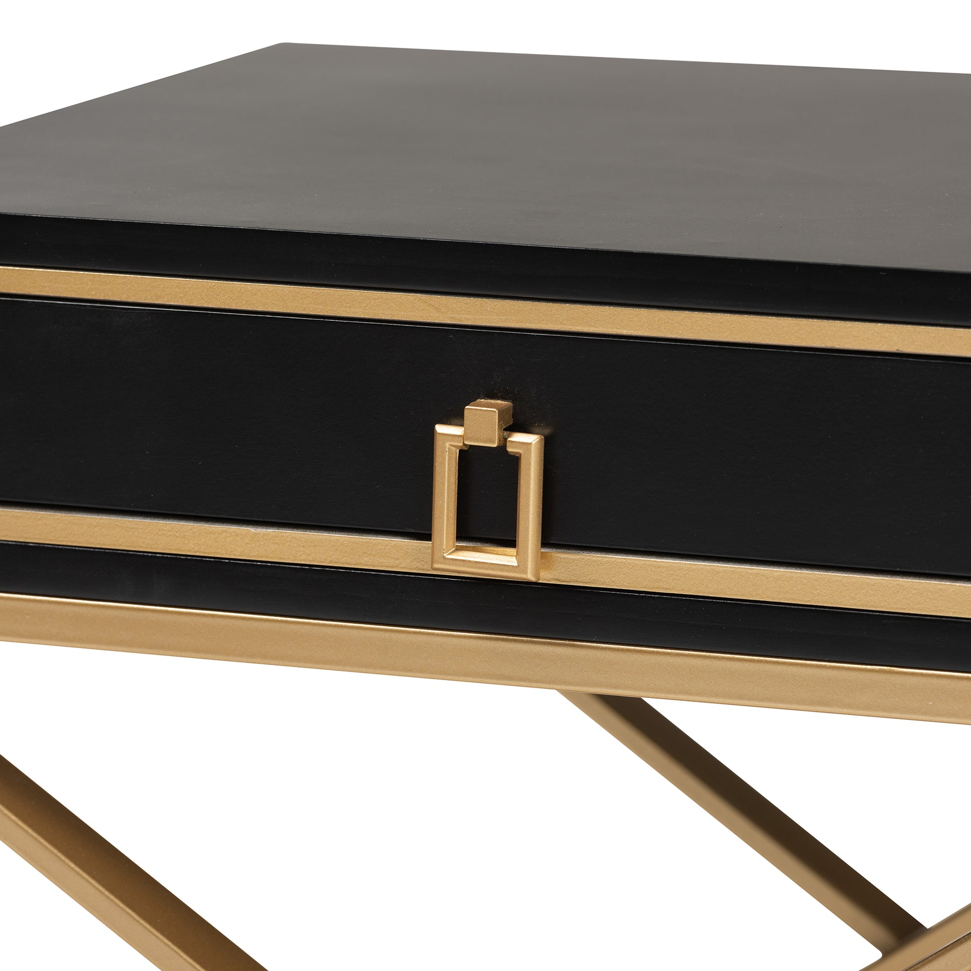 Baxton Studio Lilibet Modern Glam and Luxe Black Finished Wood and Gold Metal 1-Drawer End Table | End Tables | Modishstore - 6