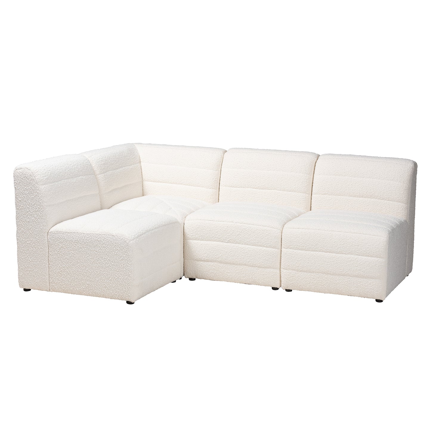 Baxton Studio Maya Modern White Boucle Fabric 4-Piece Modular Sectional Sofa | Sectional | Modishstore - 2