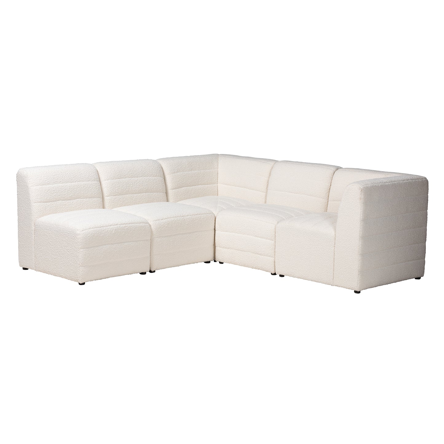 Baxton Studio Maya Modern White Boucle Fabric 5-Piece Modular Sectional Sofa | Sectional | Modishstore - 3