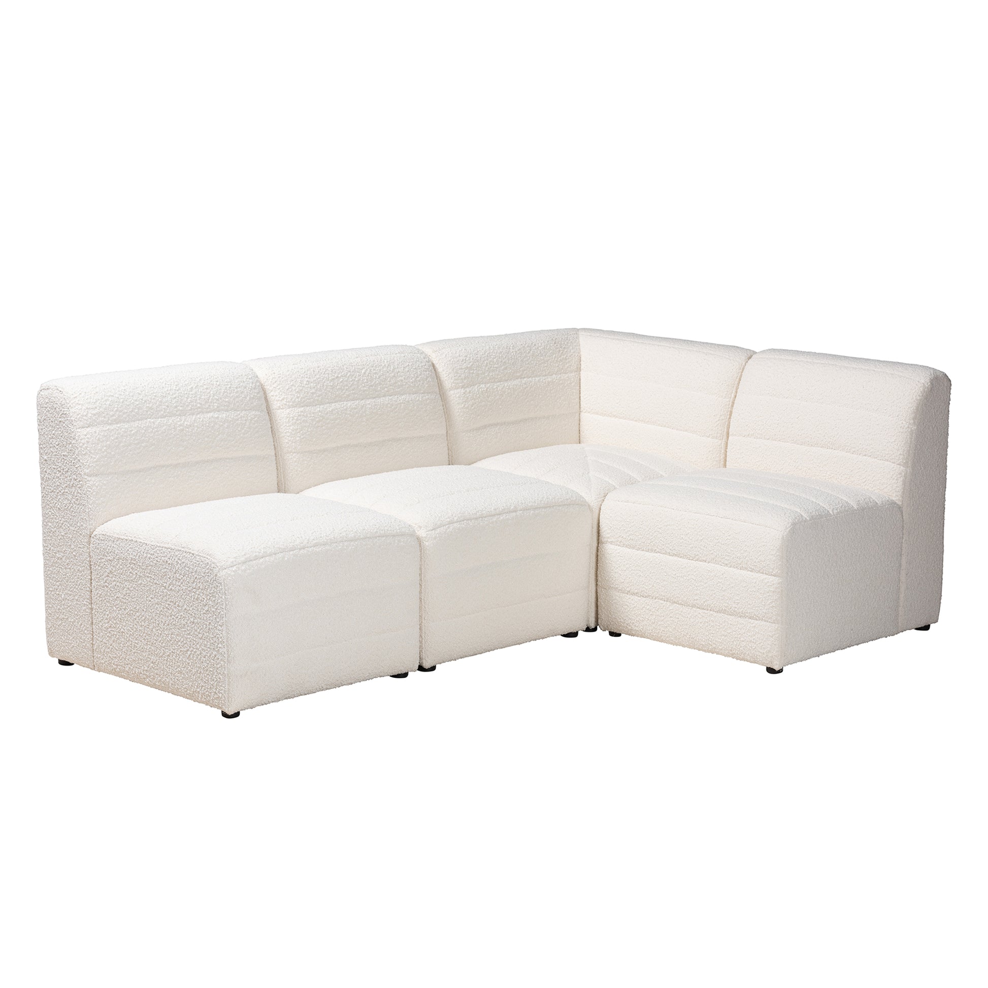 Baxton Studio Maya Modern White Boucle Fabric 4-Piece Modular Sectional Sofa | Sectional | Modishstore - 3