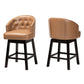 Baxton Studio Theron Mid-Century Transitional Dark Brown Faux Leather and Espresso Brown Finished Wood 2-Piece Swivel Counter Stool Set | Counter Stools | Modishstore - 38