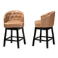 Baxton Studio Theron Mid-Century Transitional Dark Brown Faux Leather and Espresso Brown Finished Wood 2-Piece Swivel Counter Stool Set | Counter Stools | Modishstore - 40