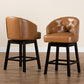 Baxton Studio Theron Mid-Century Transitional Dark Brown Faux Leather and Espresso Brown Finished Wood 2-Piece Swivel Counter Stool Set | Counter Stools | Modishstore - 45