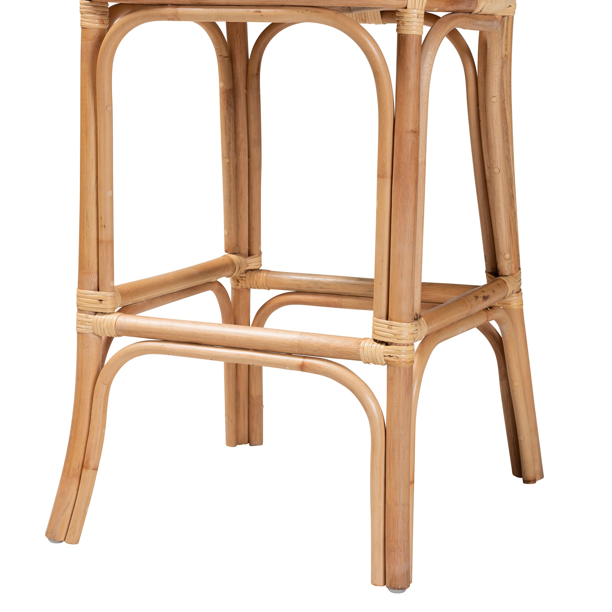 Baxton Studio bali & pari Adrena Modern Bohemian Natural Brown Rattan Bar Stool | Bar Stools | Modishstore - 7