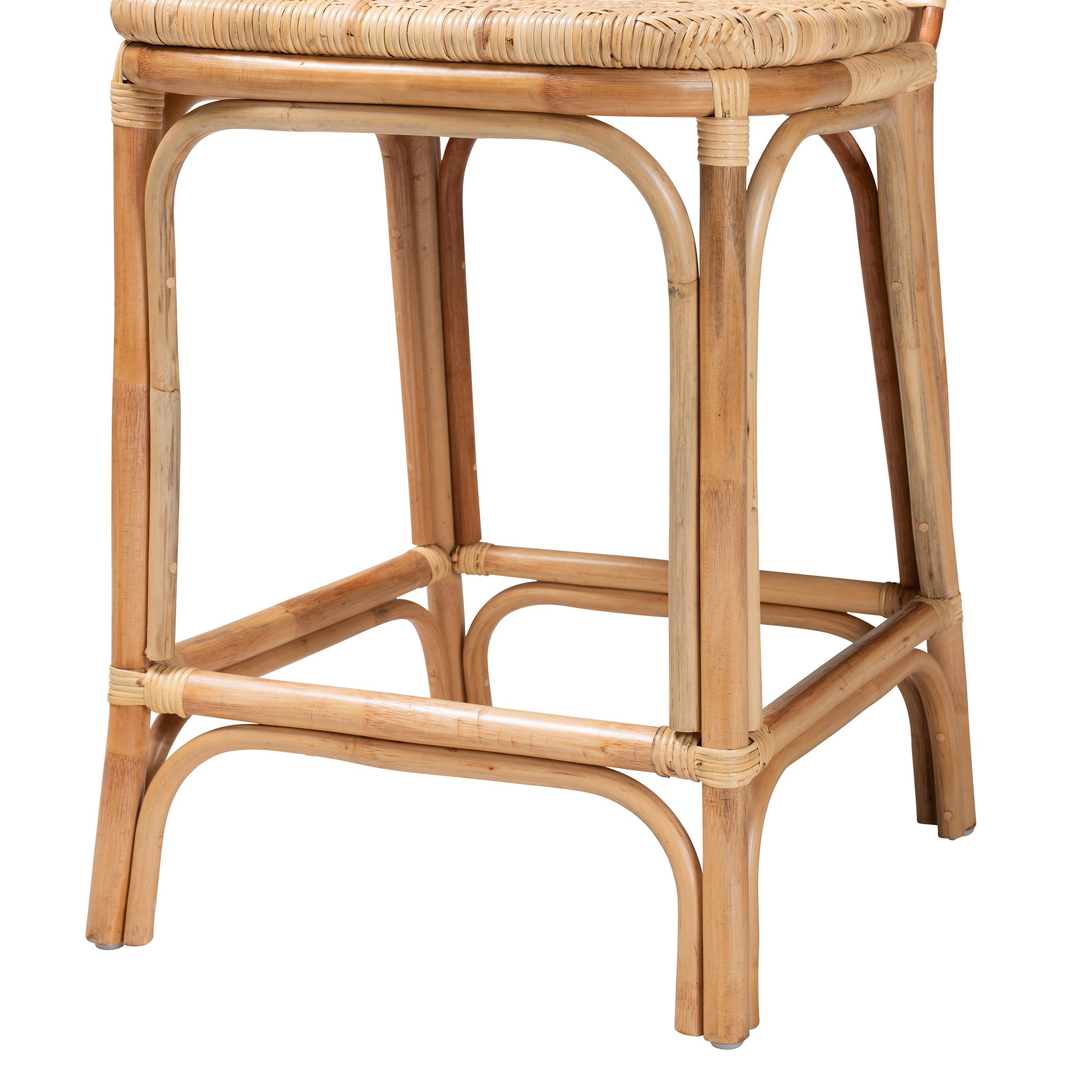 Baxton Studio bali & pari Adrena Modern Bohemian Natural Brown Rattan Counter Stool | Counter Stools | Modishstore - 7