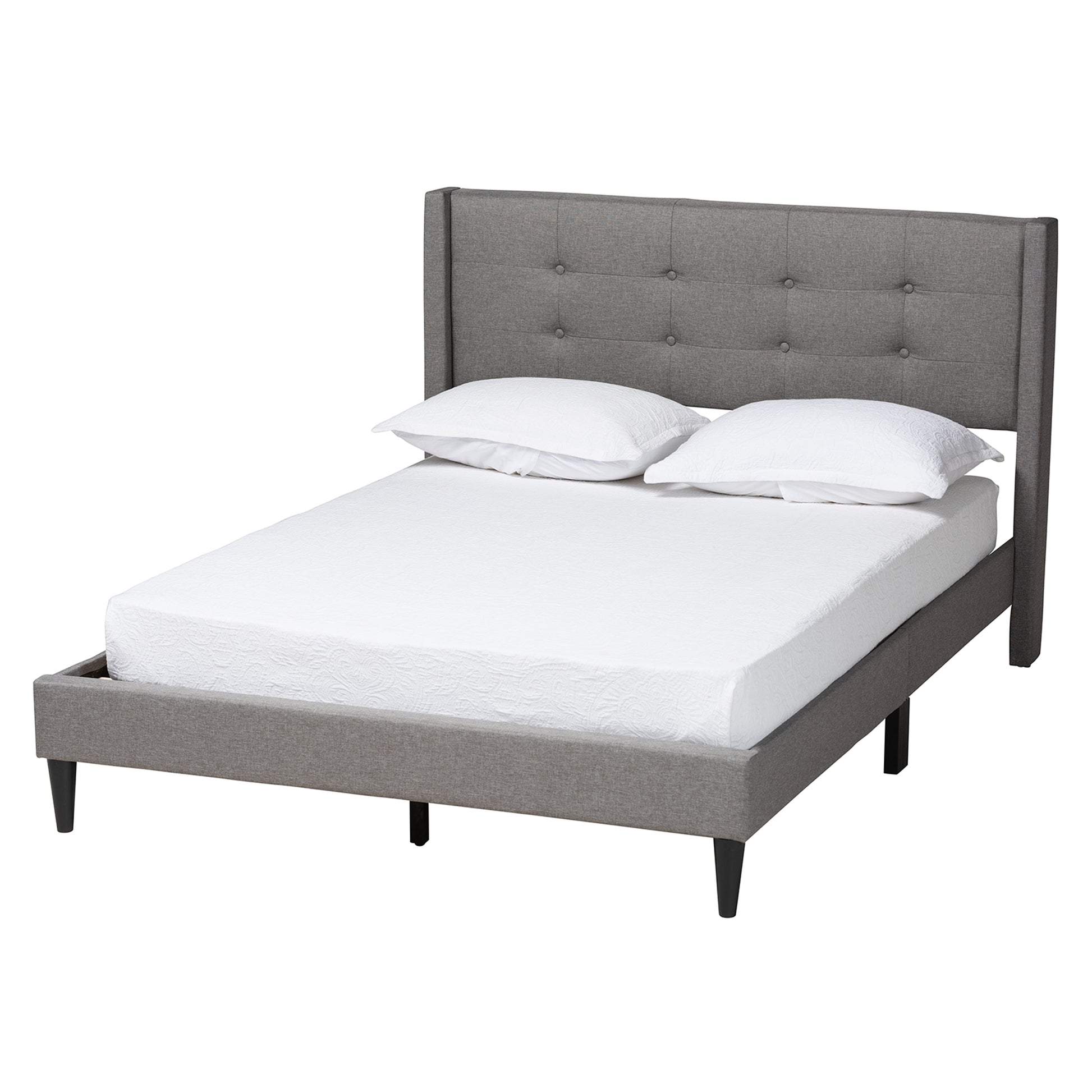 Baxton Studio Casol Mid-Century Modern Transitional Grey Fabric Upholstered Full Size Platform Bed | Beds | Modishstore - 2