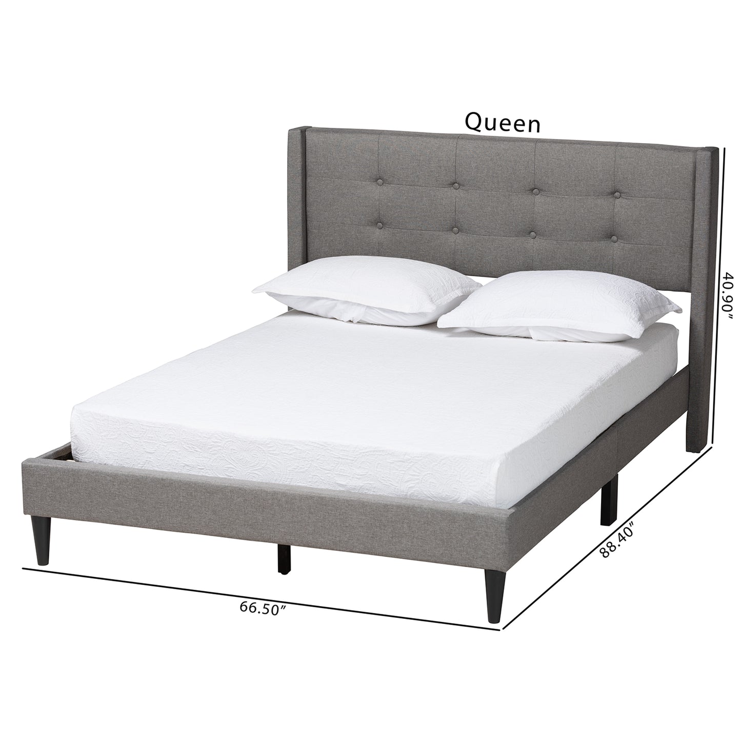 Baxton Studio Casol Mid-Century Modern Transitional Grey Fabric Upholstered Queen Size Platform Bed | Beds | Modishstore - 4