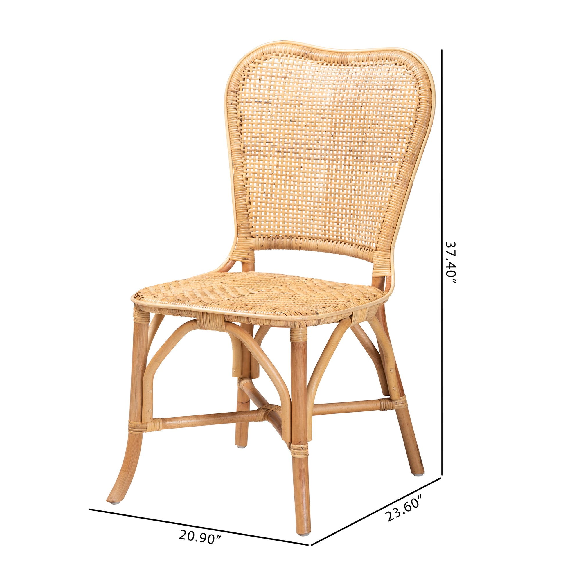 Baxton Studio bali & pari Irene Modern Bohemian Natural Rattan Dining Chair | Dining Chairs | Modishstore - 10