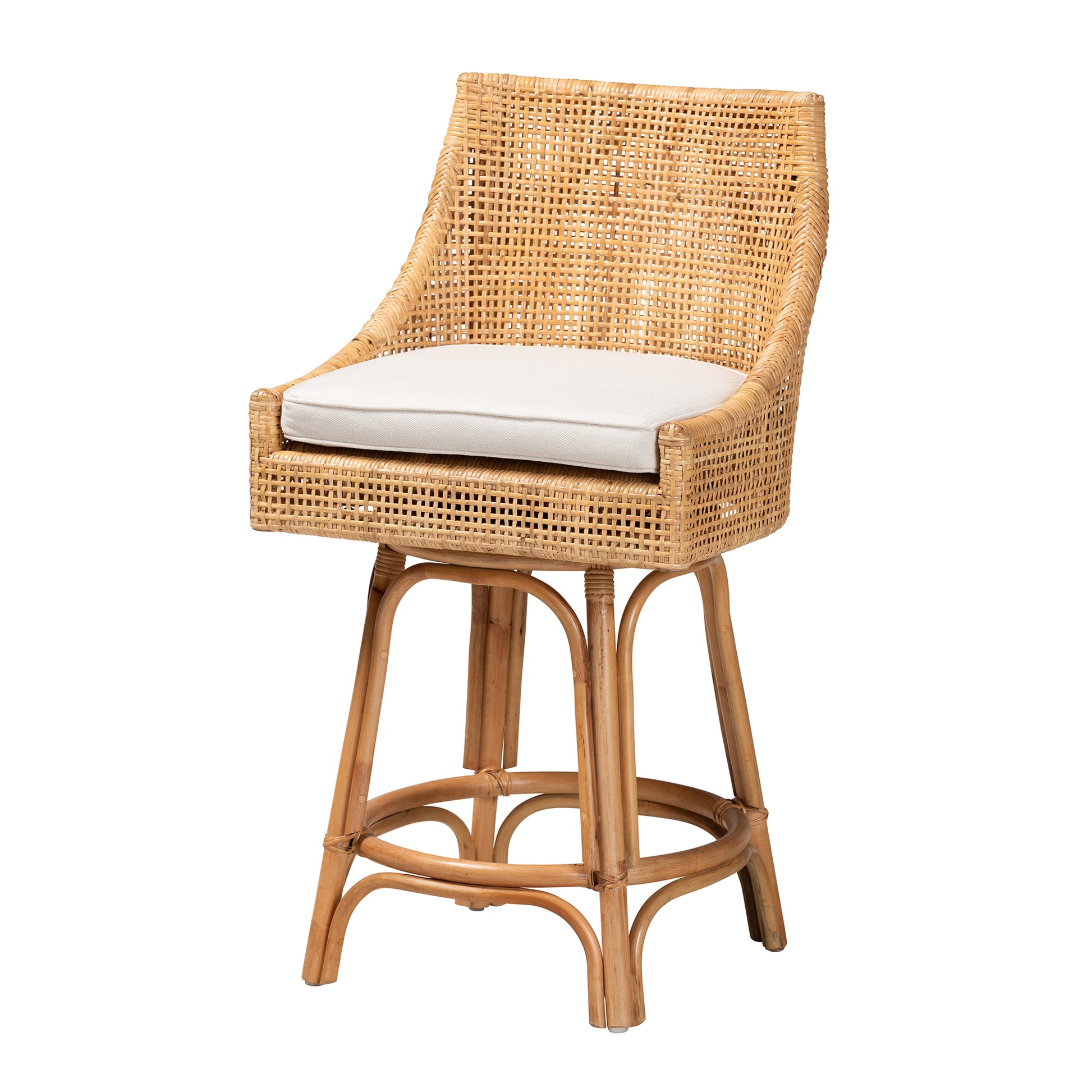 Baxton Studio bali & pari Bella Modern Bohemian Natural Brown Rattan Counter Stool | Counter Stools | Modishstore - 2