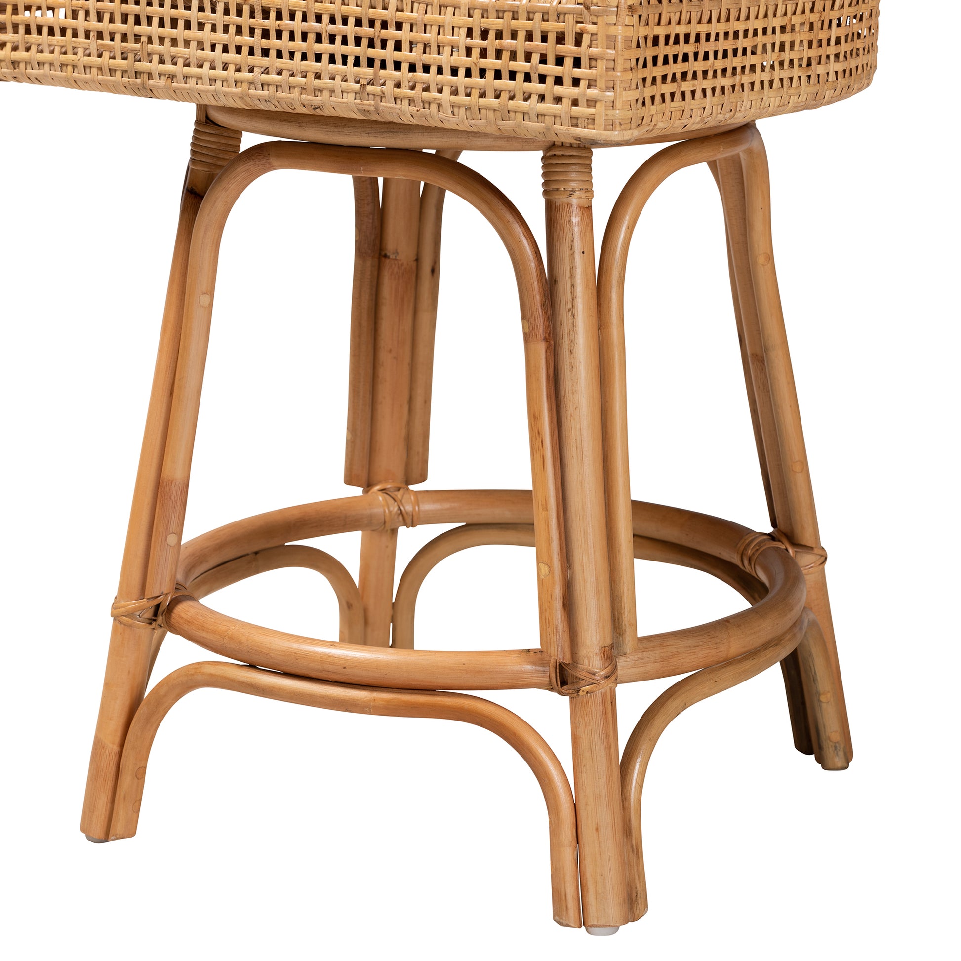 Baxton Studio bali & pari Bella Modern Bohemian Natural Brown Rattan Counter Stool | Counter Stools | Modishstore - 7