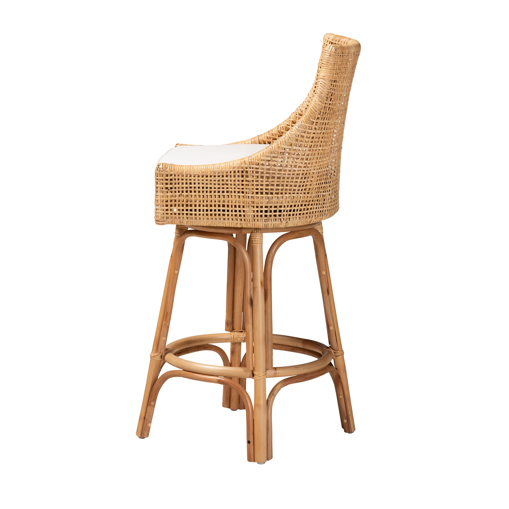 Baxton Studio bali & pari Bella Modern Bohemian Natural Brown Rattan Bar Stool | Bar Stools | Modishstore - 4