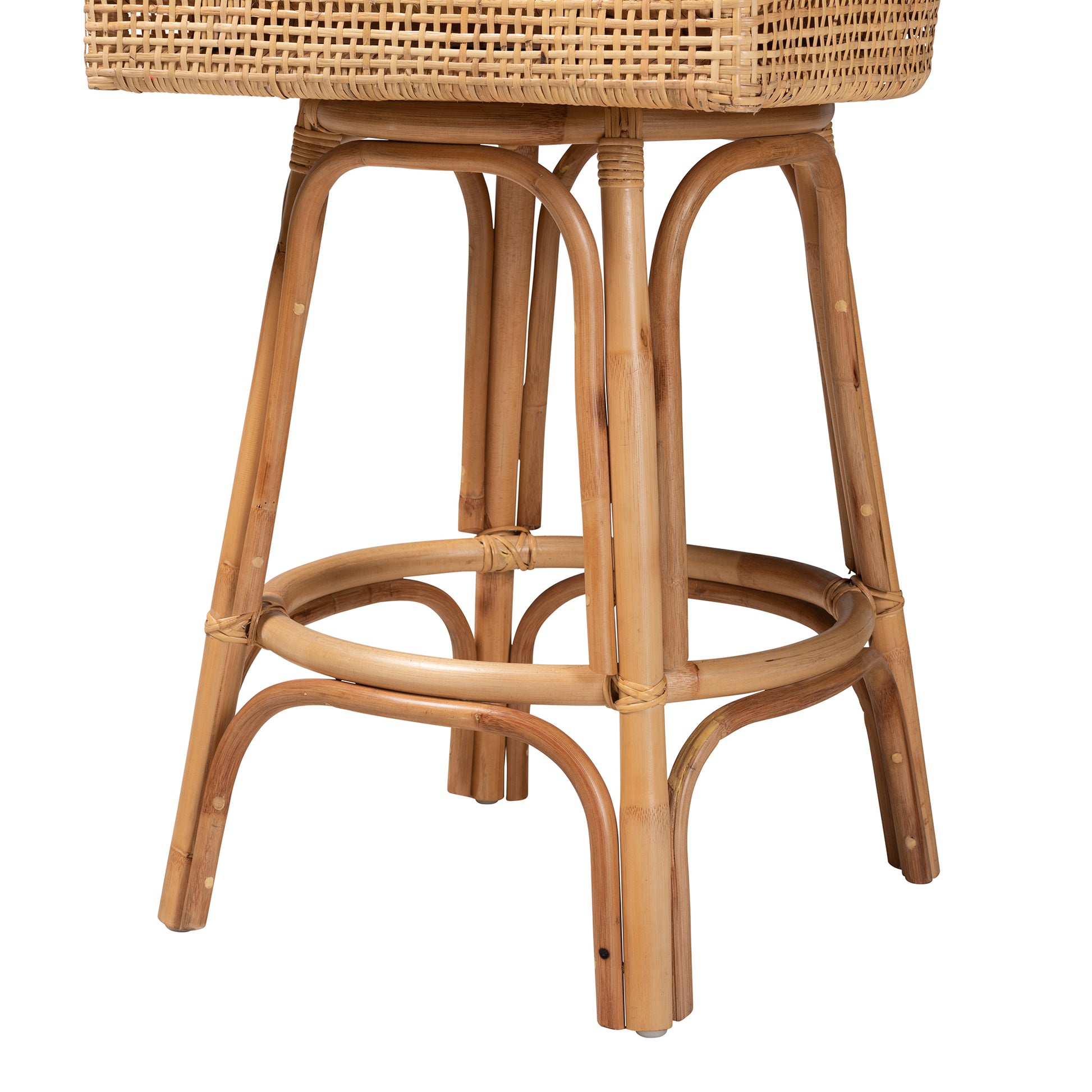 Baxton Studio bali & pari Bella Modern Bohemian Natural Brown Rattan Bar Stool | Bar Stools | Modishstore - 7