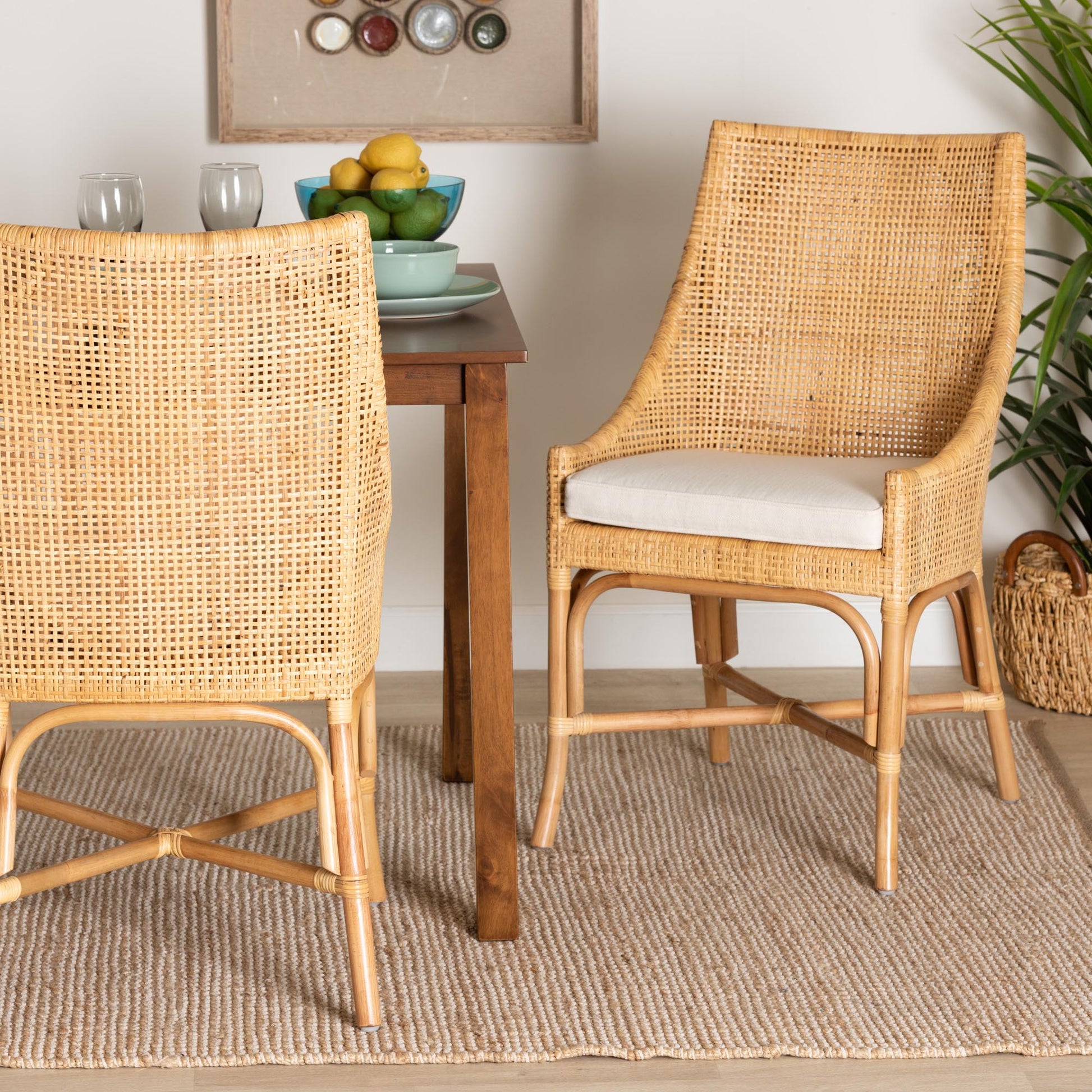 Baxton Studio bali & pari Bella Modern Bohemian Natural Brown Rattan Dining Chair | Dining Chairs | Modishstore