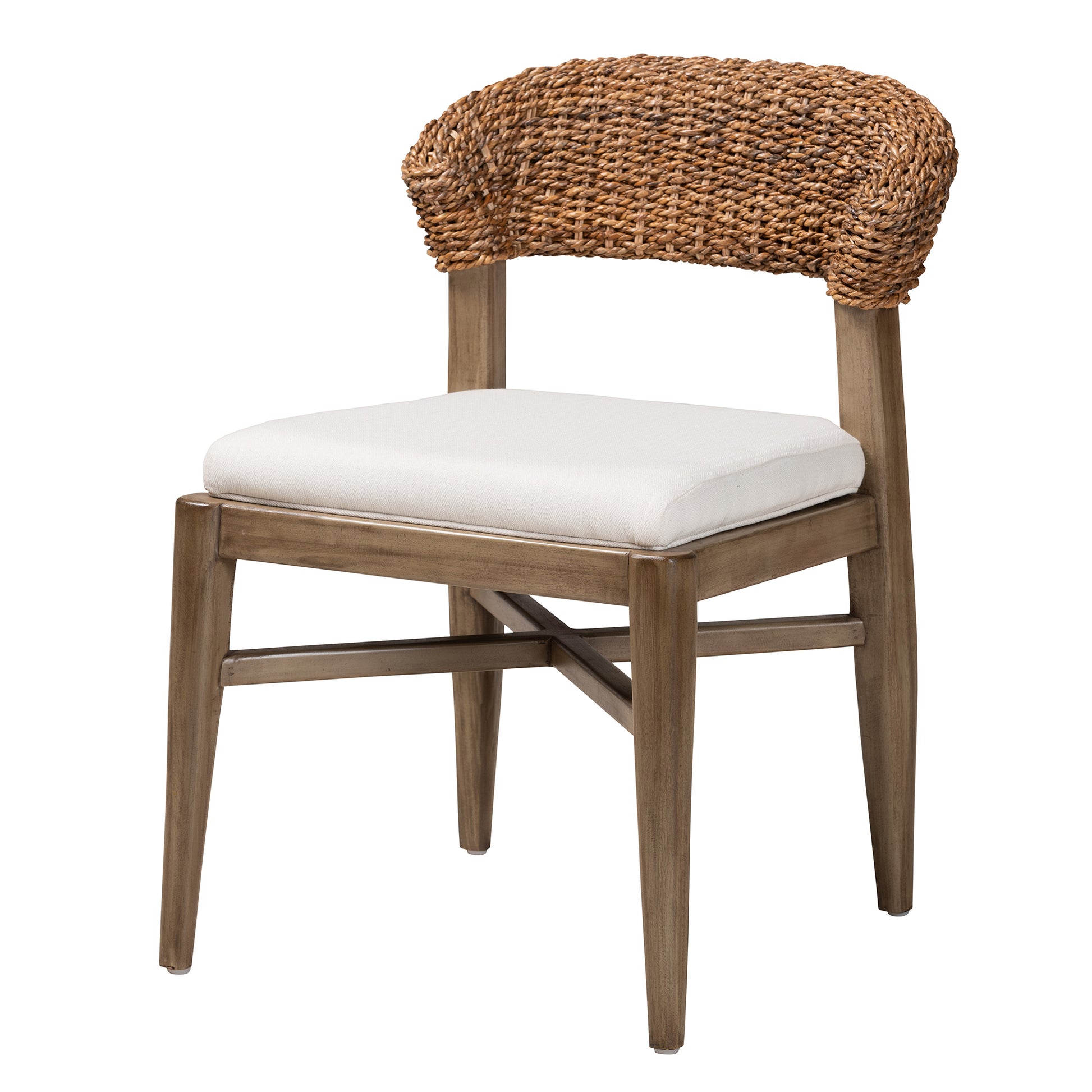 Baxton Studio bali & pari Chloe Modern Bohemian Walnut Brown Finished Mahogany Wood and Natural Rattan Dining Chair | Dining Chairs | Modishstore - 2