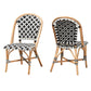 Baxton Studio bali & pari Ambre Modern French Black and White Weaving Natural Rattan 2-Piece Bistro Chair Set | Dining Chairs | Modishstore - 4