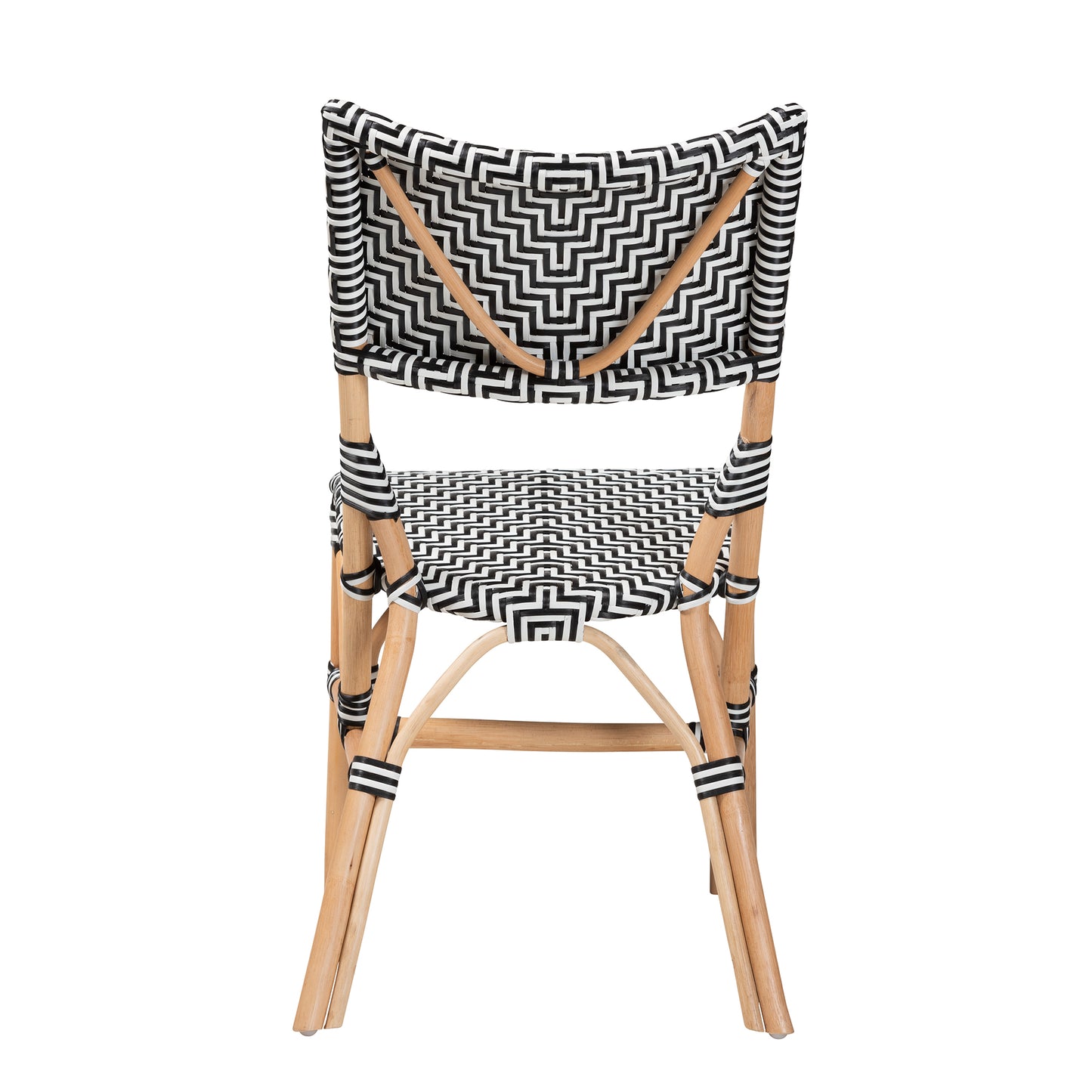 Baxton Studio bali & pari Wagner Modern French Black and White Weaving and Natural Rattan Bistro Chair | Dining Chairs | Modishstore - 5