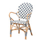 Baxton Studio bali & pari Bryson Modern French Blue and White Weaving and Natural Rattan Bistro Chair | Dining Chairs | Modishstore - 4