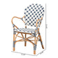 Baxton Studio bali & pari Bryson Modern French Blue and White Weaving and Natural Rattan Bistro Chair | Dining Chairs | Modishstore - 3