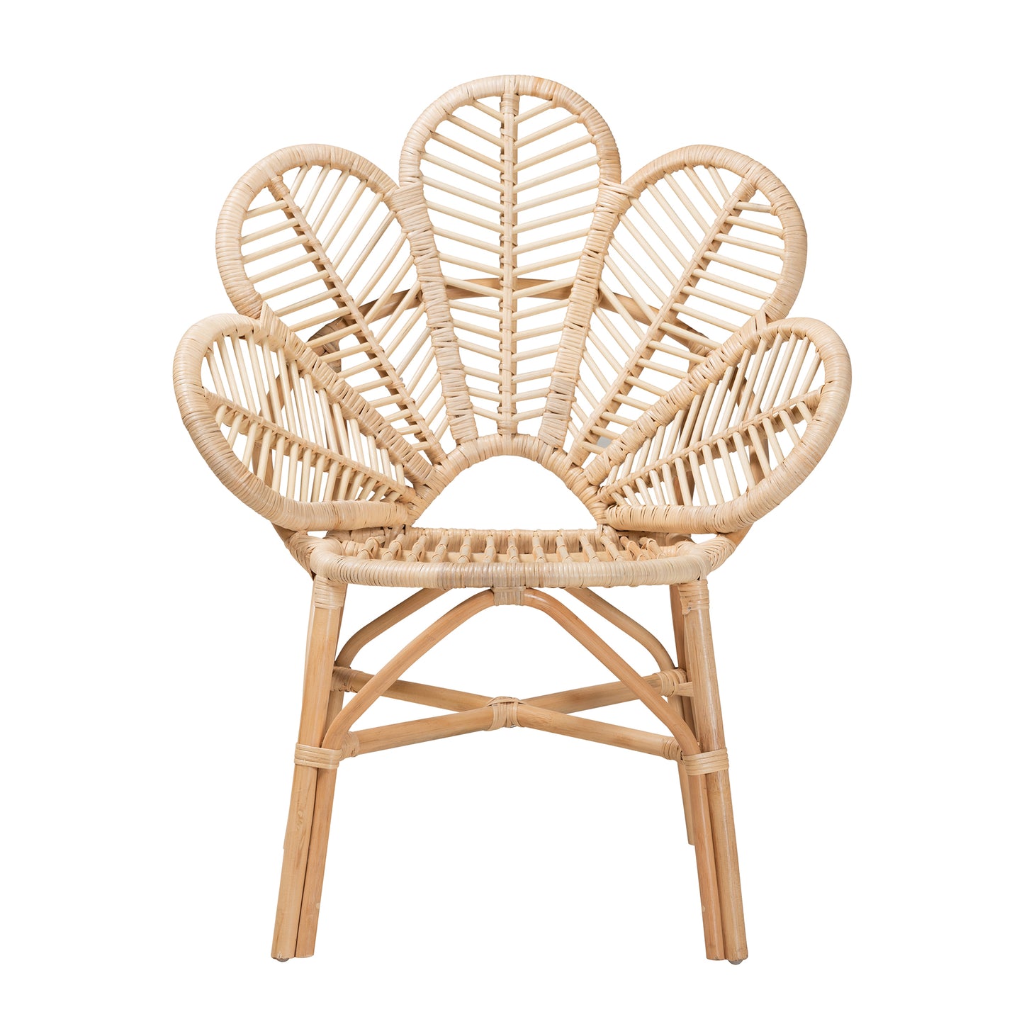 Baxton Studio bali & pari Bianca Modern Bohemian Natural Brown Rattan Flower Chair | Accent Chairs | Modishstore - 3