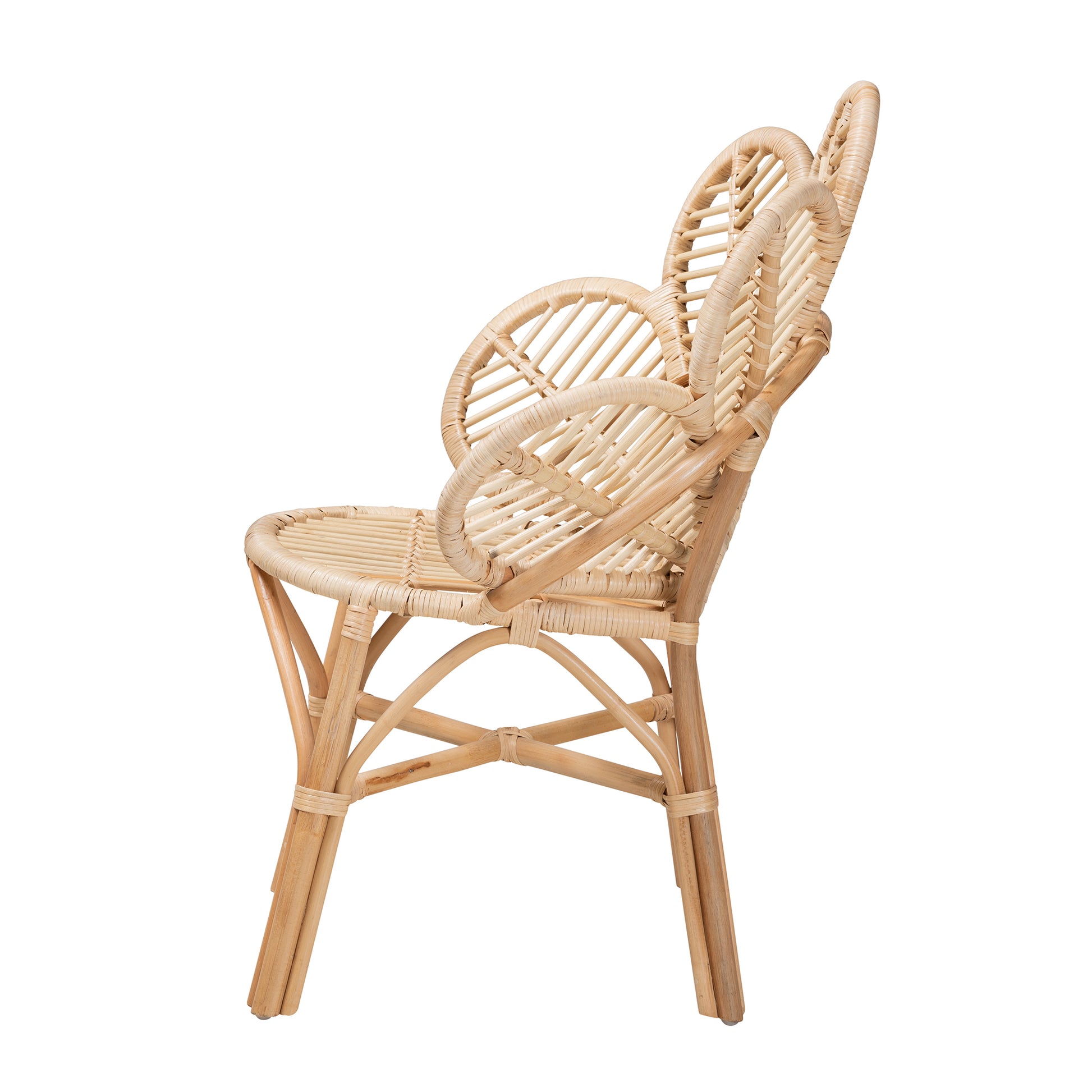 Baxton Studio bali & pari Bianca Modern Bohemian Natural Brown Rattan Flower Chair | Accent Chairs | Modishstore - 4