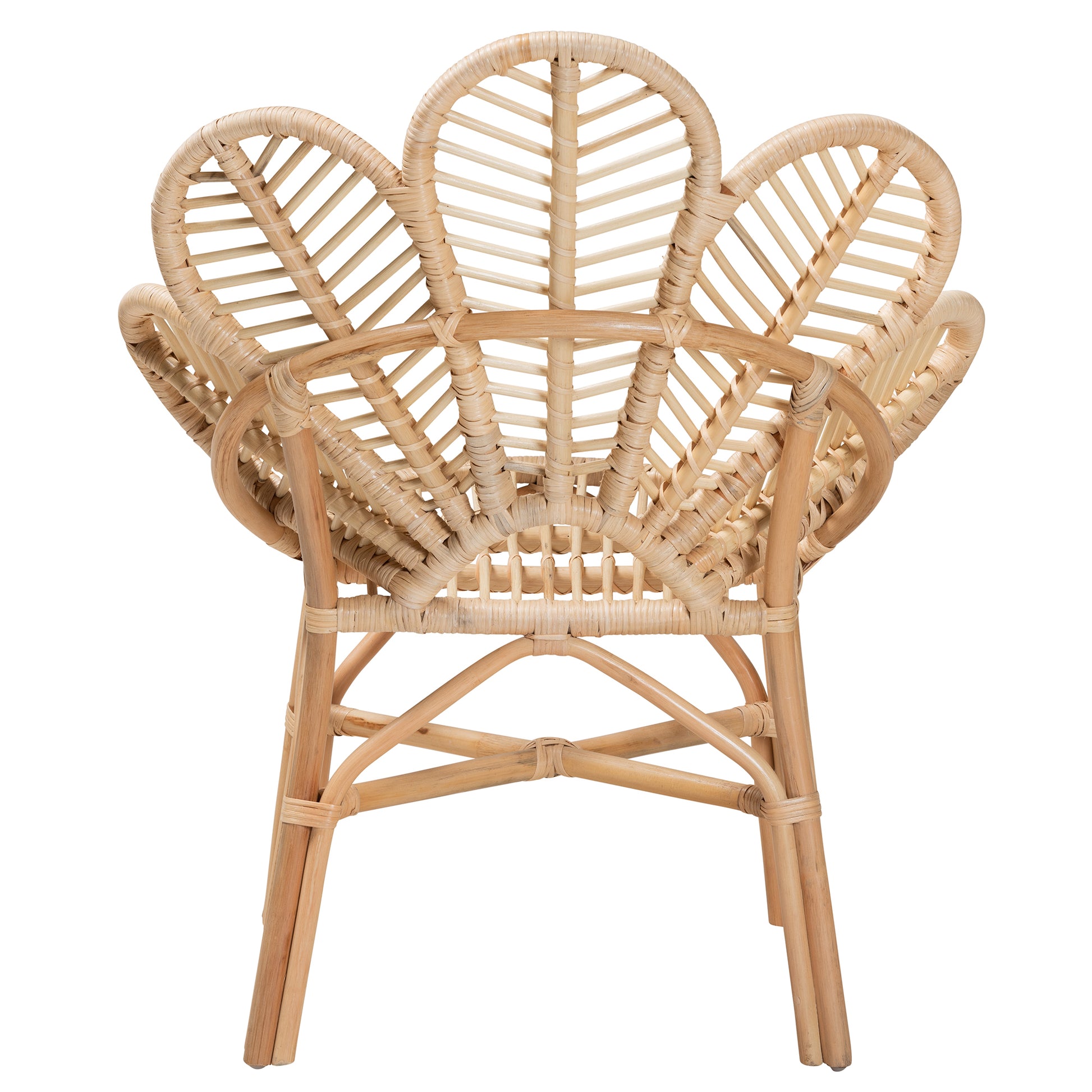 Baxton Studio bali & pari Bianca Modern Bohemian Natural Brown Rattan Flower Chair | Accent Chairs | Modishstore - 5