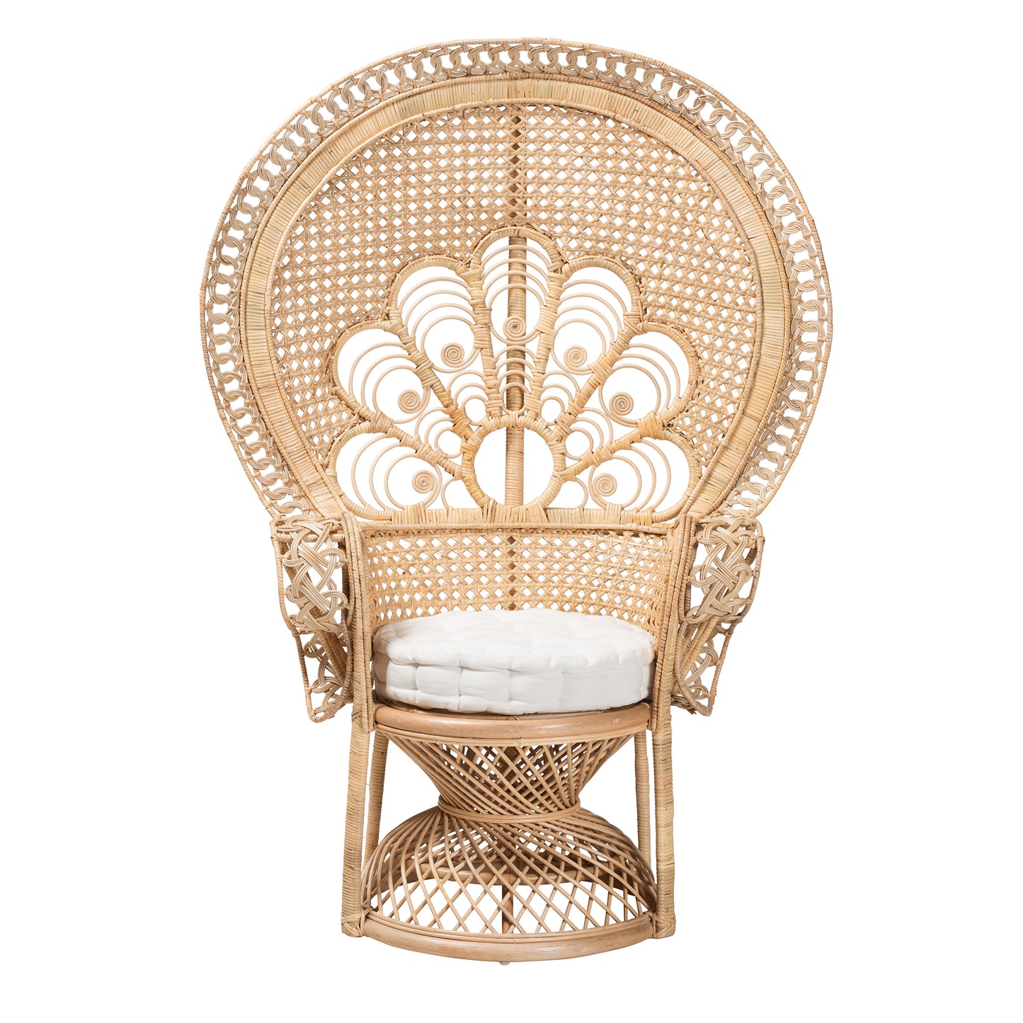 Baxton Studio bali & pari Ediva Modern Bohemian Natural Brown Rattan Peacock Accent Chair | Accent Chairs | Modishstore - 3