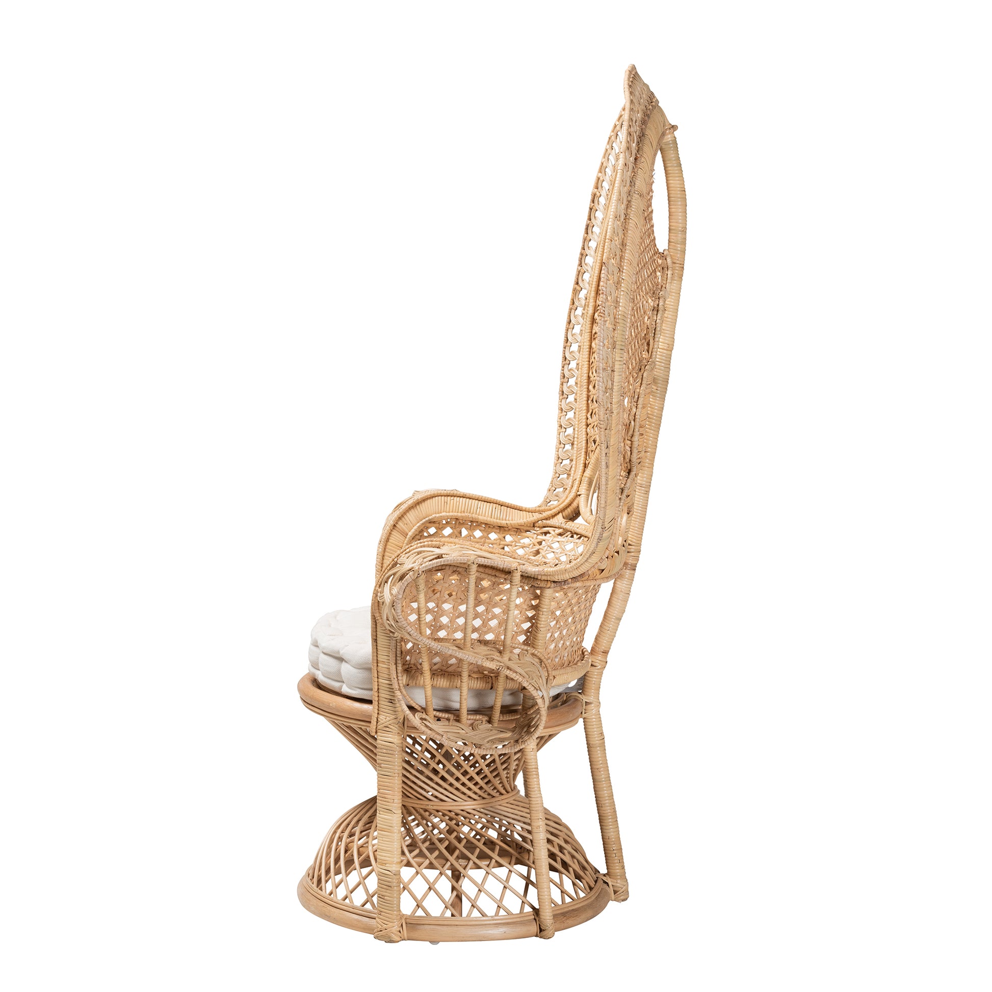 Baxton Studio bali & pari Ediva Modern Bohemian Natural Brown Rattan Peacock Accent Chair | Accent Chairs | Modishstore - 4