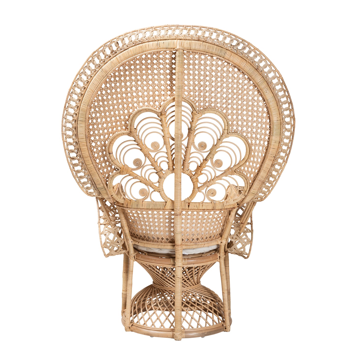 Baxton Studio bali & pari Ediva Modern Bohemian Natural Brown Rattan Peacock Accent Chair | Accent Chairs | Modishstore - 5