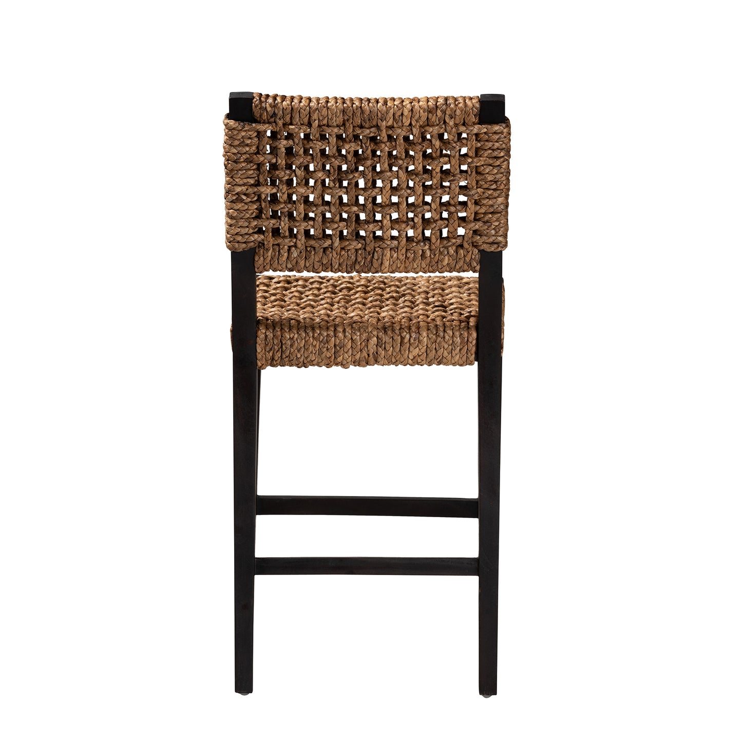 Baxton Studio bali & pari Alise Modern Bohemian Dark Brown Mahogany Wood and Seagrass Counter Stool | Counter Stools | Modishstore - 7