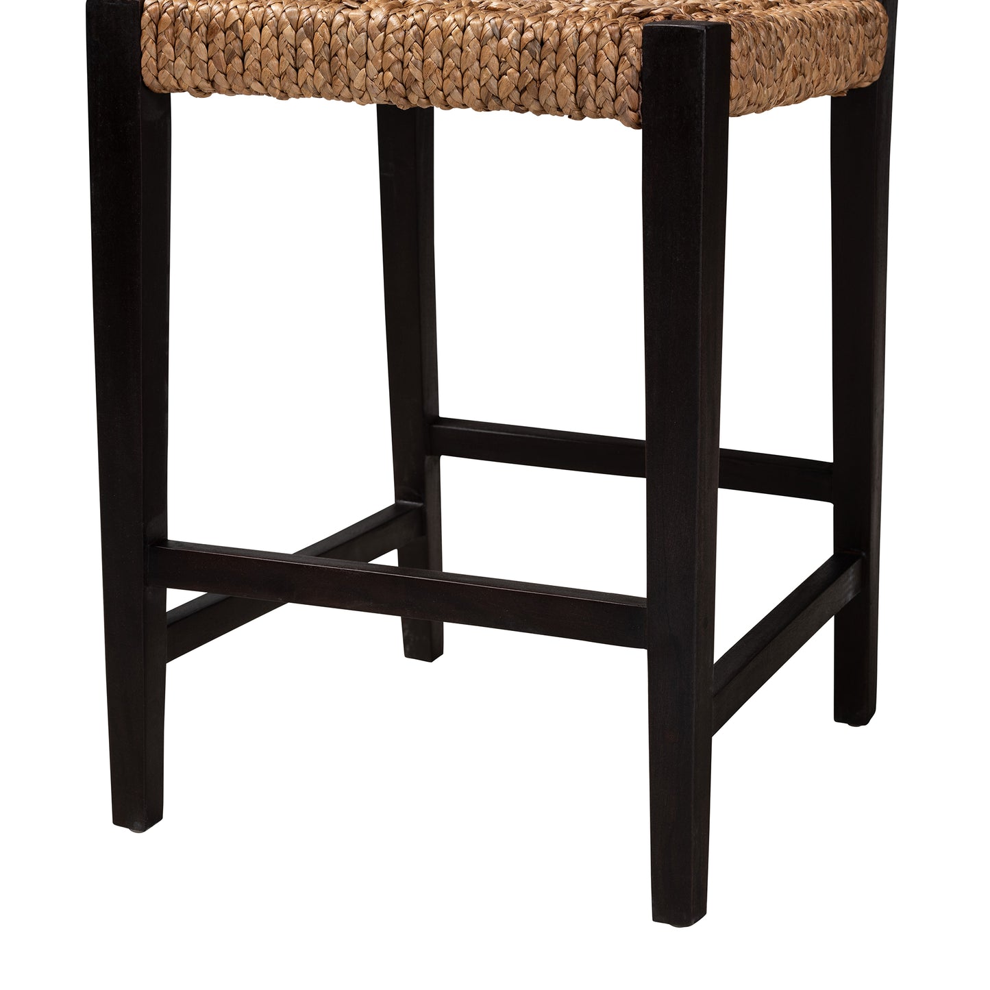 Baxton Studio bali & pari Alise Modern Bohemian Dark Brown Mahogany Wood and Seagrass Counter Stool | Counter Stools | Modishstore - 9