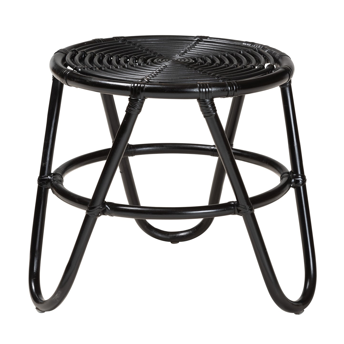 Baxton Studio bali & pari Pertessa Modern Bohemian Black Finished Rattan End Table | End Tables | Modishstore - 2