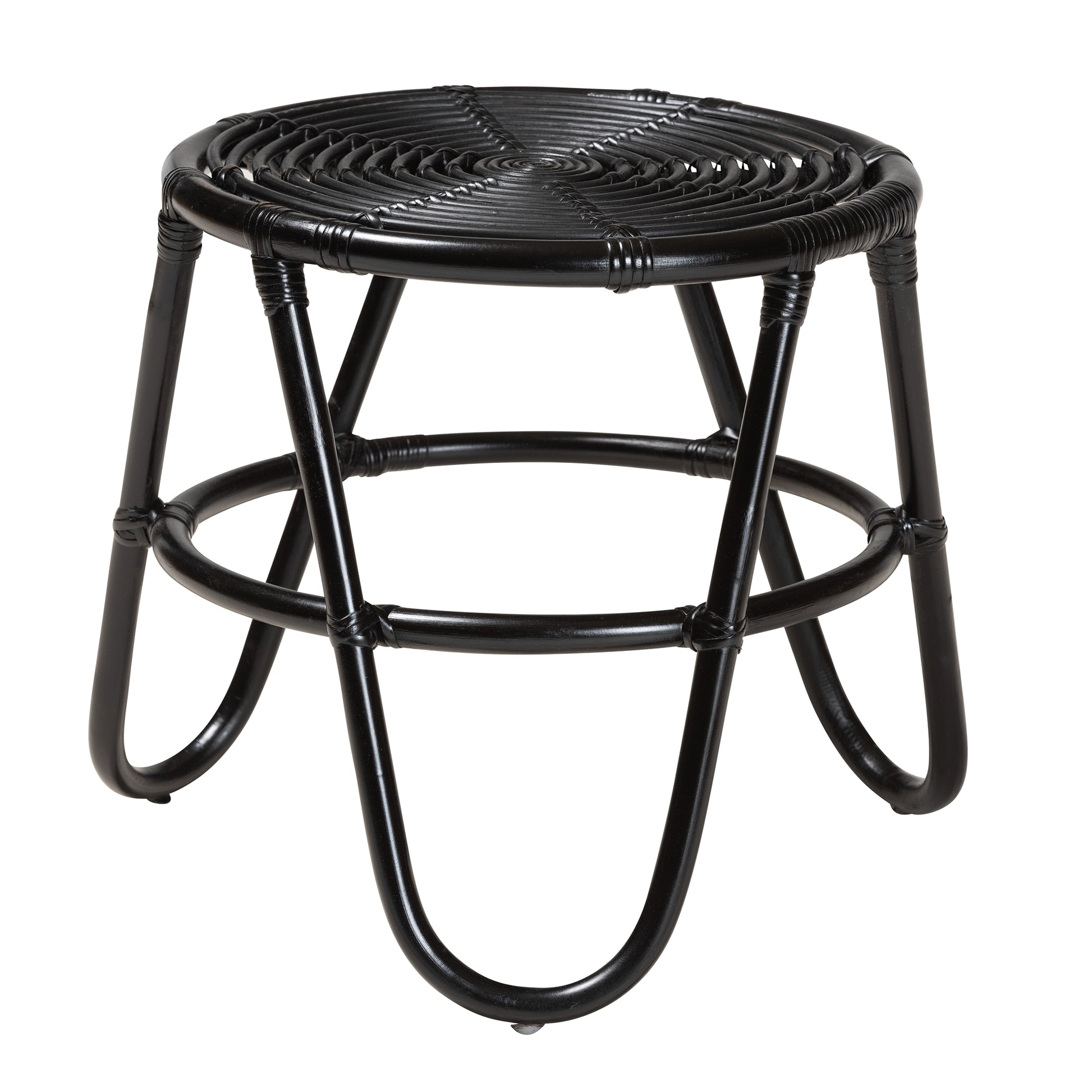 Baxton Studio bali & pari Pertessa Modern Bohemian Black Finished Rattan End Table | End Tables | Modishstore - 3