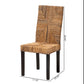 Baxton Studio bali & pari Laymi Modern Bohemian Dark Brown Mahogany Wood and Seagrass Dining Chair | Dining Chairs | Modishstore - 3