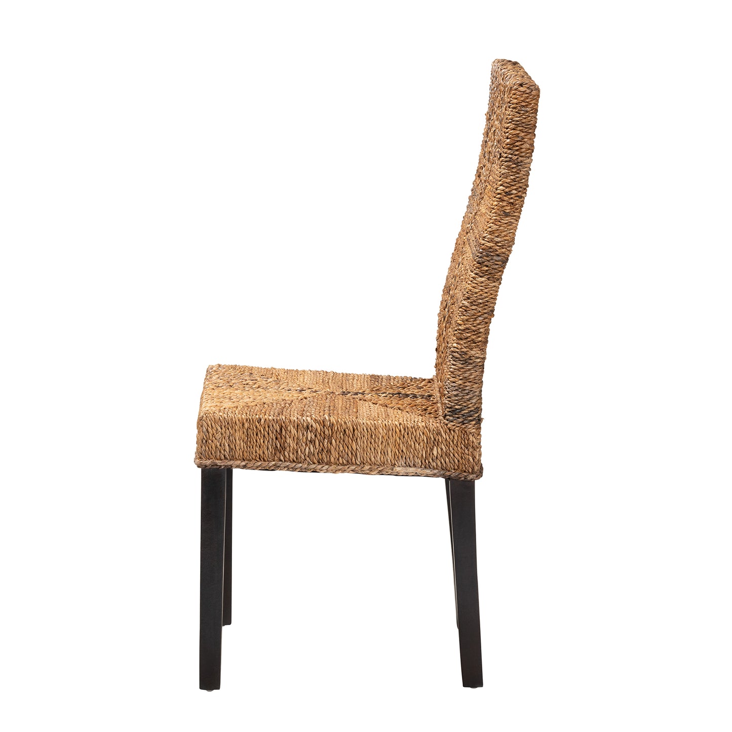 Baxton Studio bali & pari Laymi Modern Bohemian Dark Brown Mahogany Wood and Seagrass Dining Chair | Dining Chairs | Modishstore - 6