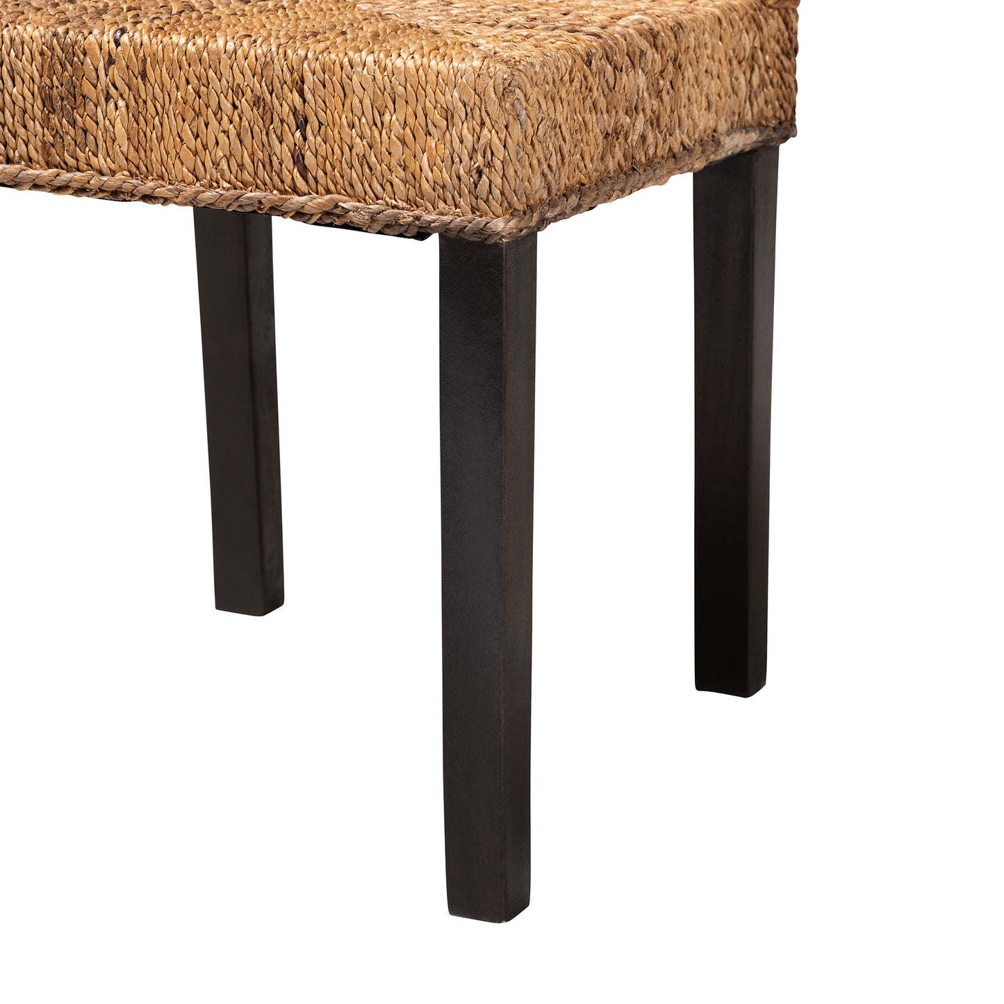 Baxton Studio bali & pari Laymi Modern Bohemian Dark Brown Mahogany Wood and Seagrass Dining Chair | Dining Chairs | Modishstore - 9