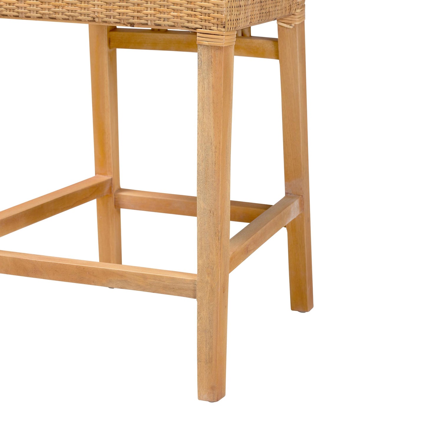 Baxton Studio bali & pari Monaco Modern Bohemian Natural Rattan and Mahogany Wood Counter Stool | Counter Stools | Modishstore - 7