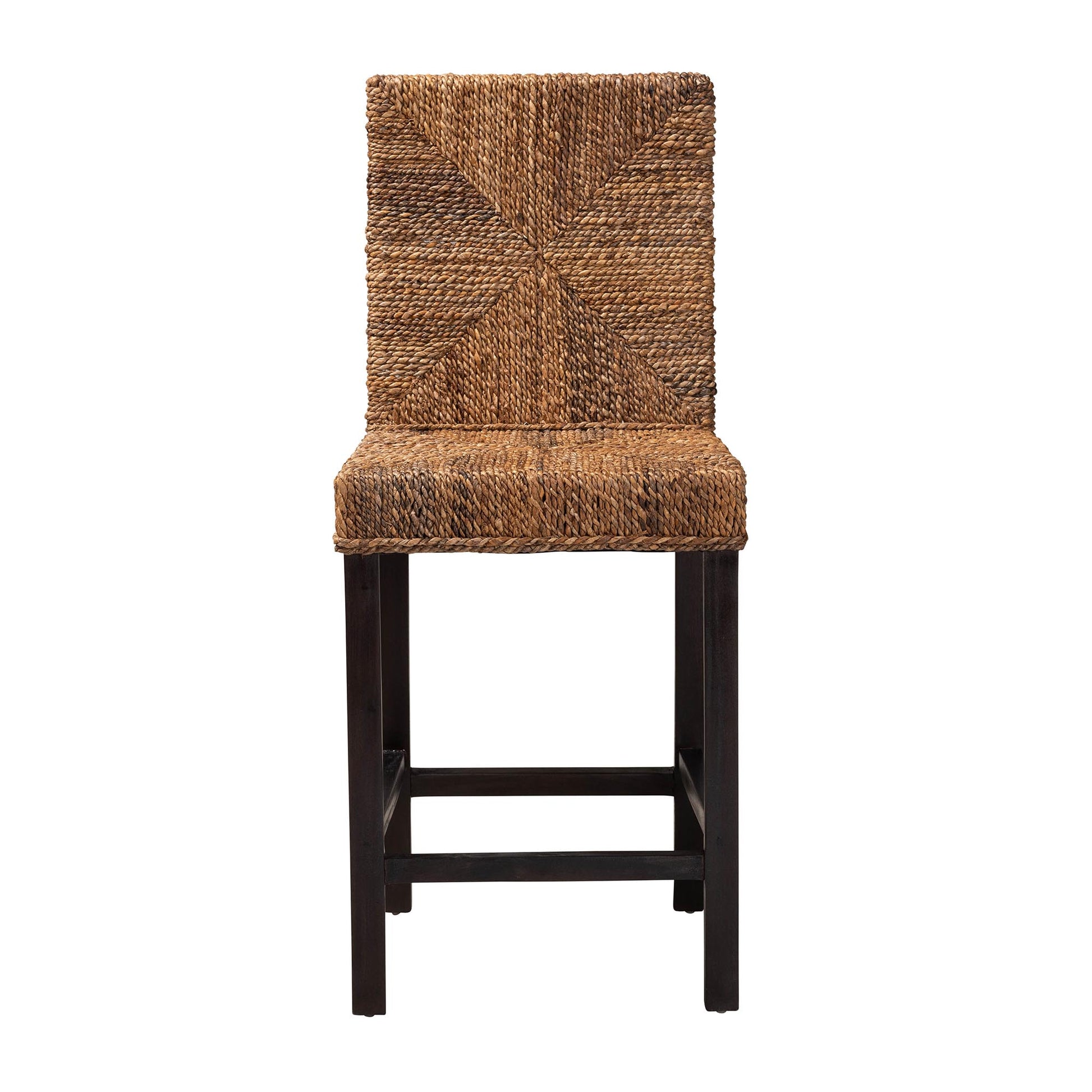 Baxton Studio bali & pari Laymi Modern Bohemian Dark Brown Mahogany Wood and Seagrass Counter Stool | Counter Stools | Modishstore - 3