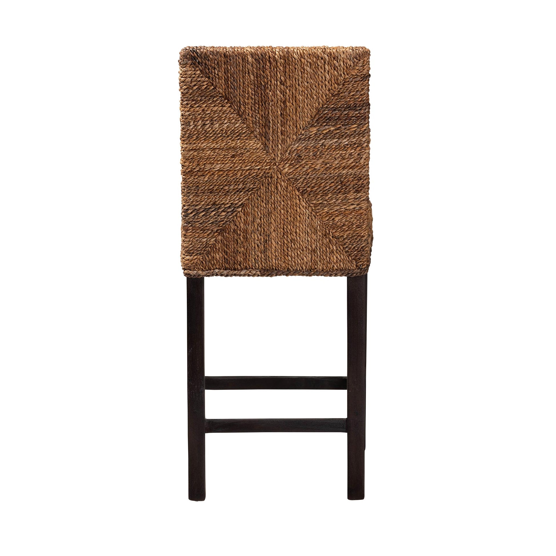 Baxton Studio bali & pari Laymi Modern Bohemian Dark Brown Mahogany Wood and Seagrass Counter Stool | Counter Stools | Modishstore - 5