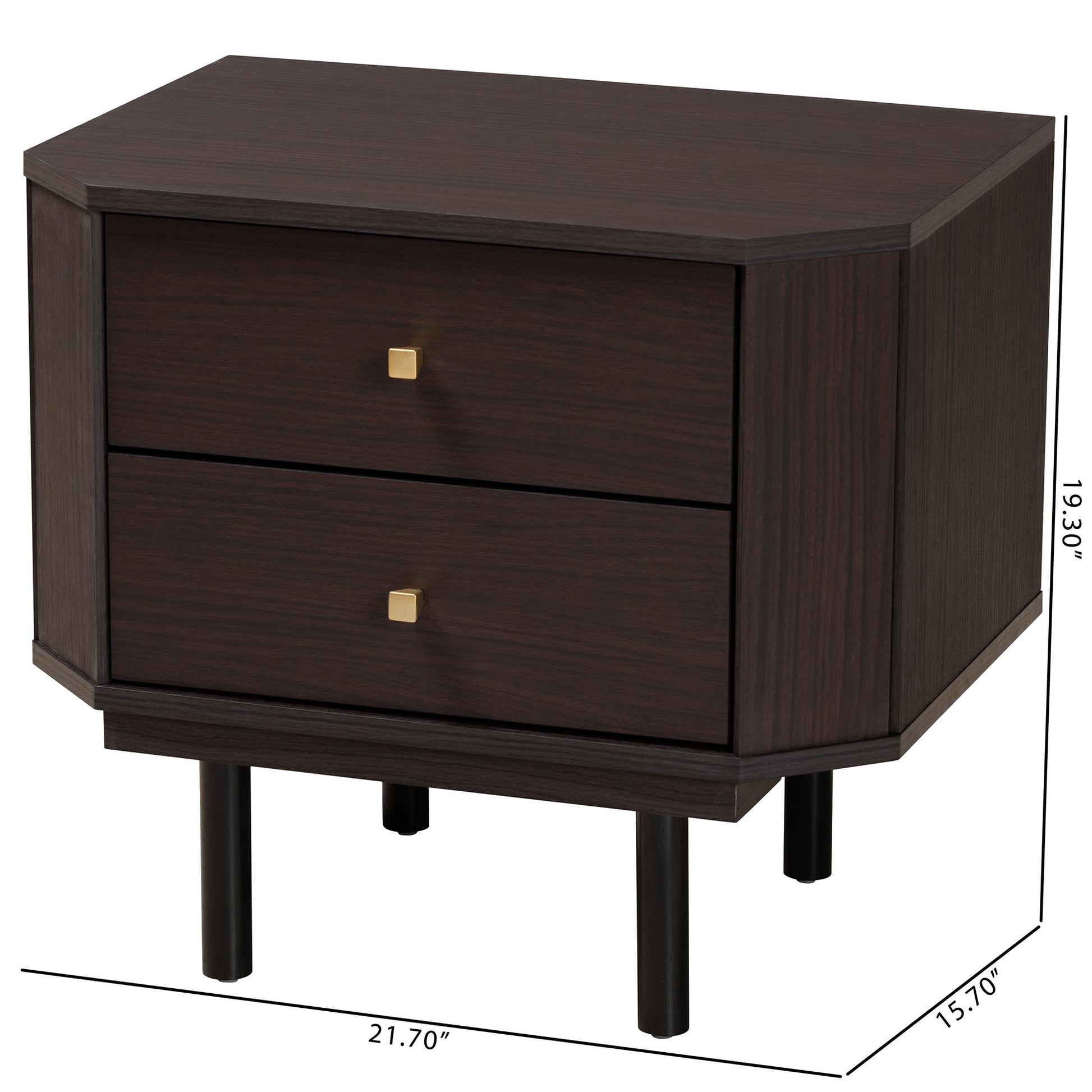 Baxton Studio Norwood Modern Transitional Two-Tone Black and Espresso Brown Finished Wood 2-Drawer End Table | End Tables | Modishstore - 10