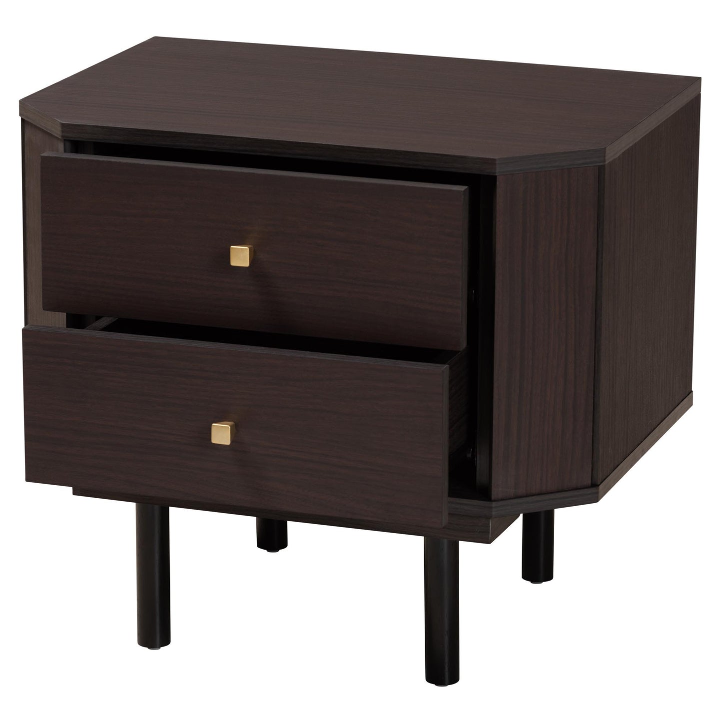 Baxton Studio Norwood Modern Transitional Two-Tone Black and Espresso Brown Finished Wood 2-Drawer End Table | End Tables | Modishstore - 3